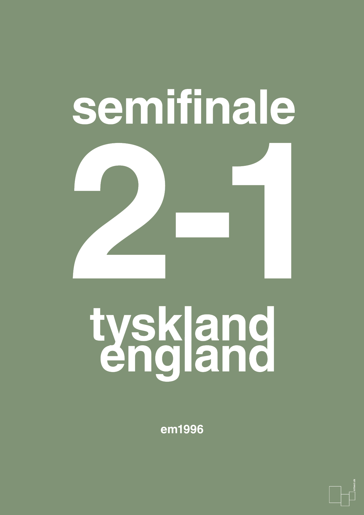 plakat: resultat for fodbold em semifinale A i 1996 - jade-Fodbold-A1two3