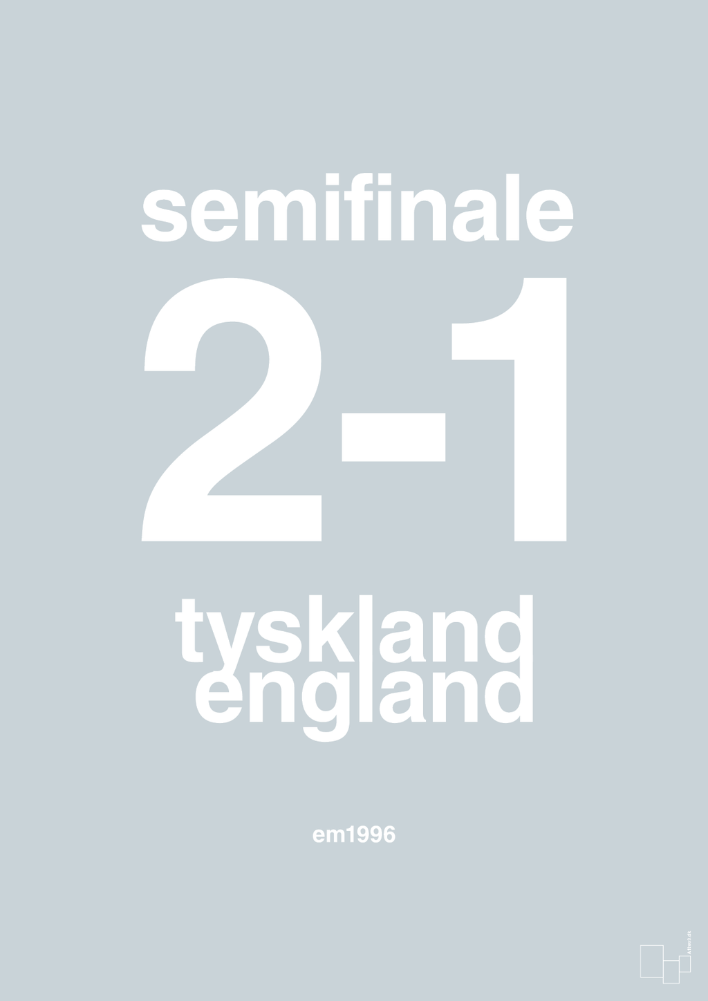 plakat: resultat for fodbold em semifinale A i 1996 - light drizzle-Fodbold-A1two3
