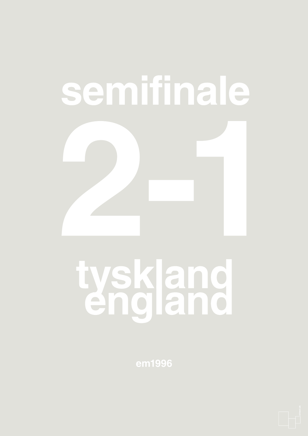 plakat: resultat for fodbold em semifinale A i 1996 - painters white-Fodbold-A1two3