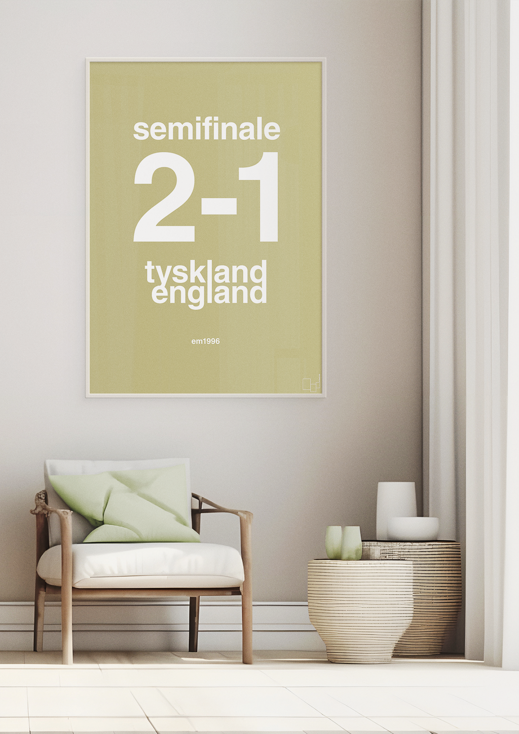 plakat: resultat for fodbold em semifinale A i 1996 - graphic charcoal-Fodbold-A1two3