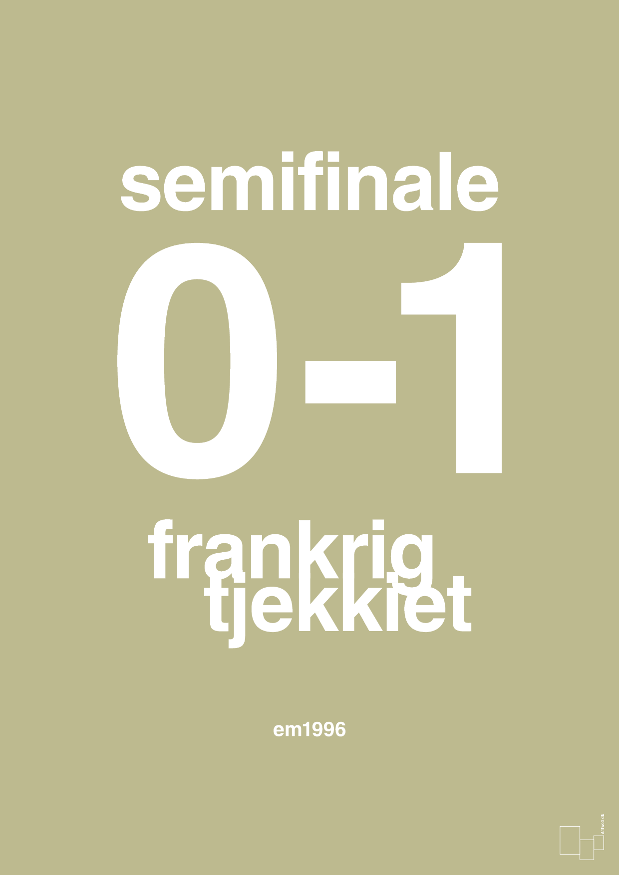 plakat: resultat for fodbold em semifinale B i 1996 - back to nature-Fodbold-A1two3