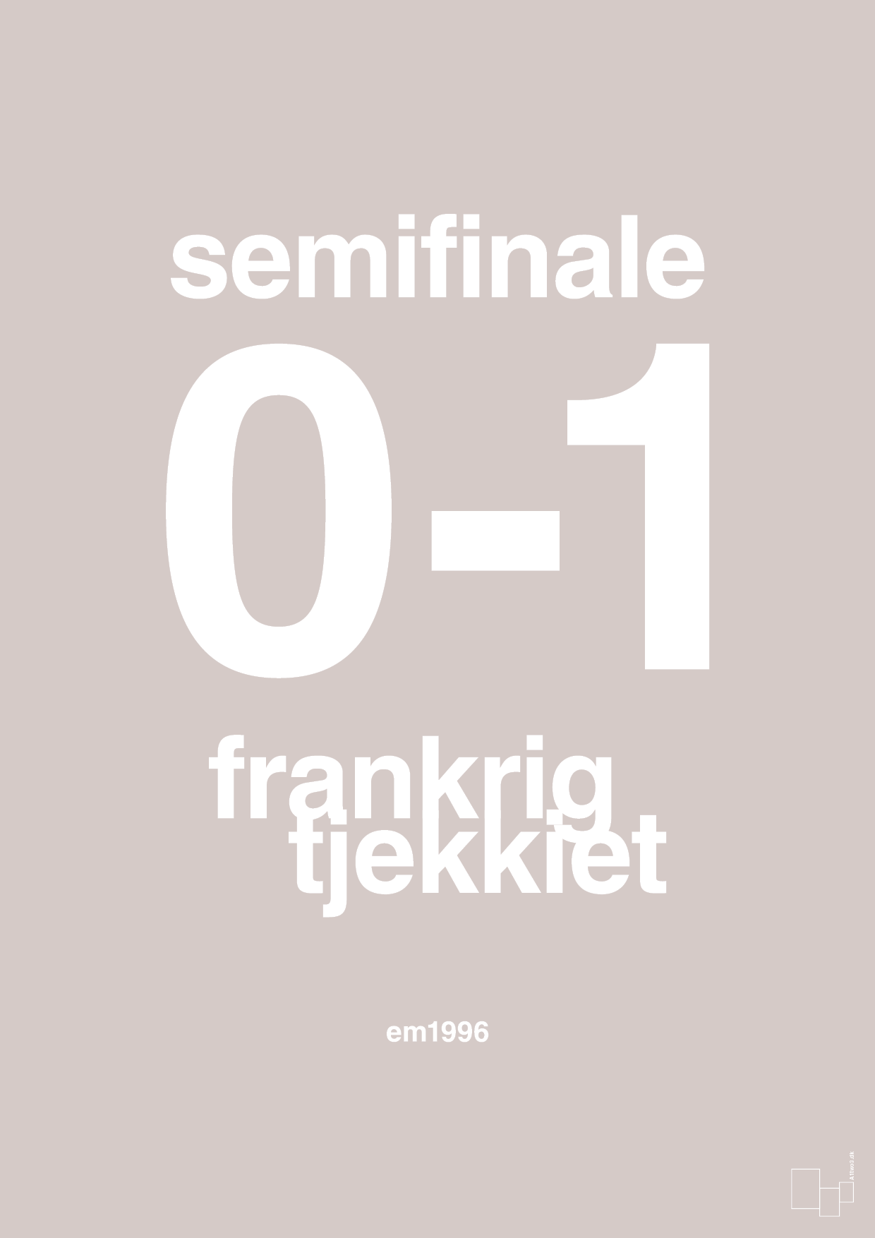 plakat: resultat for fodbold em semifinale B i 1996 - broken beige-Fodbold-A1two3