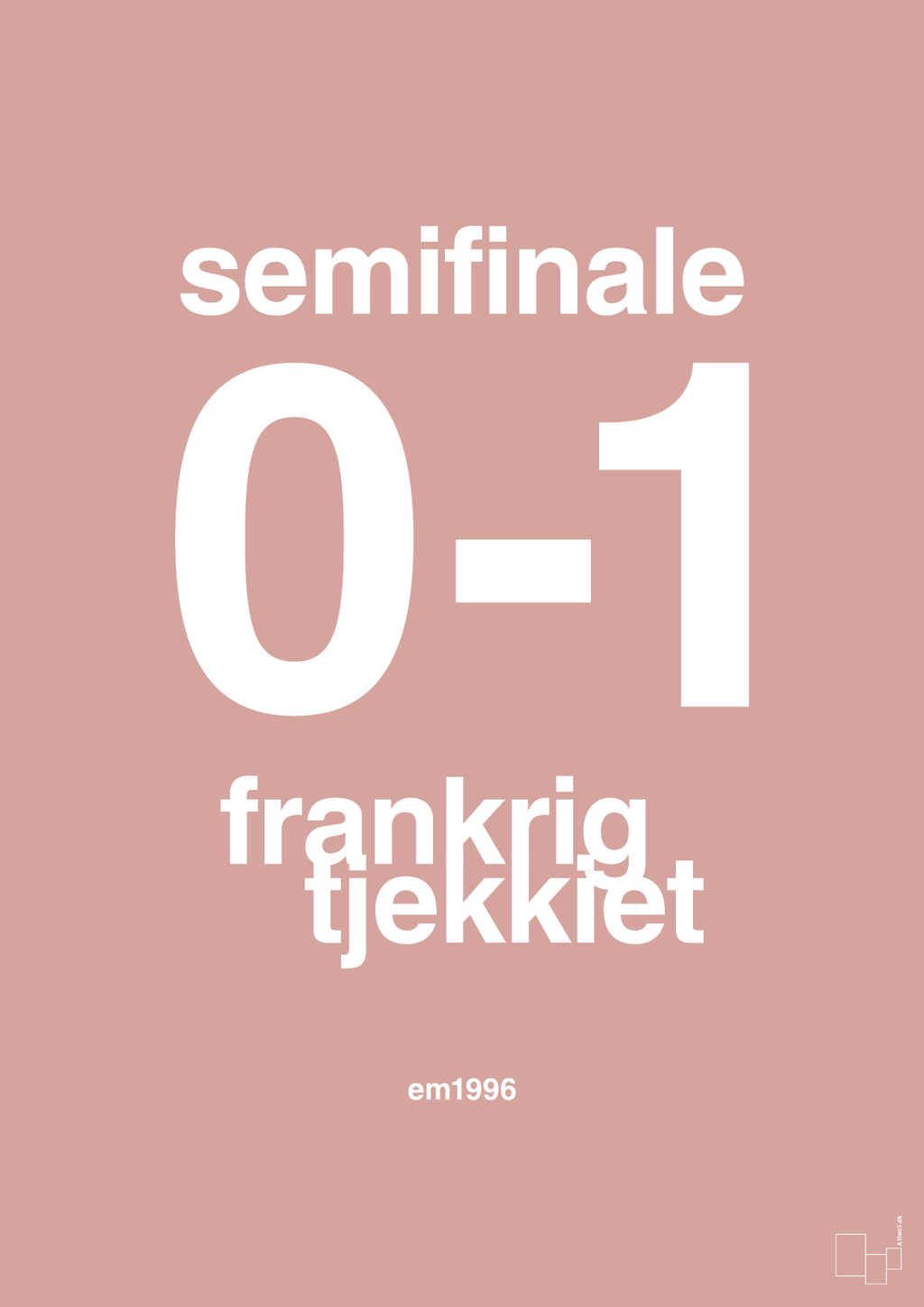 plakat: resultat for fodbold em semifinale B i 1996 - bubble shell-Fodbold-A1two3