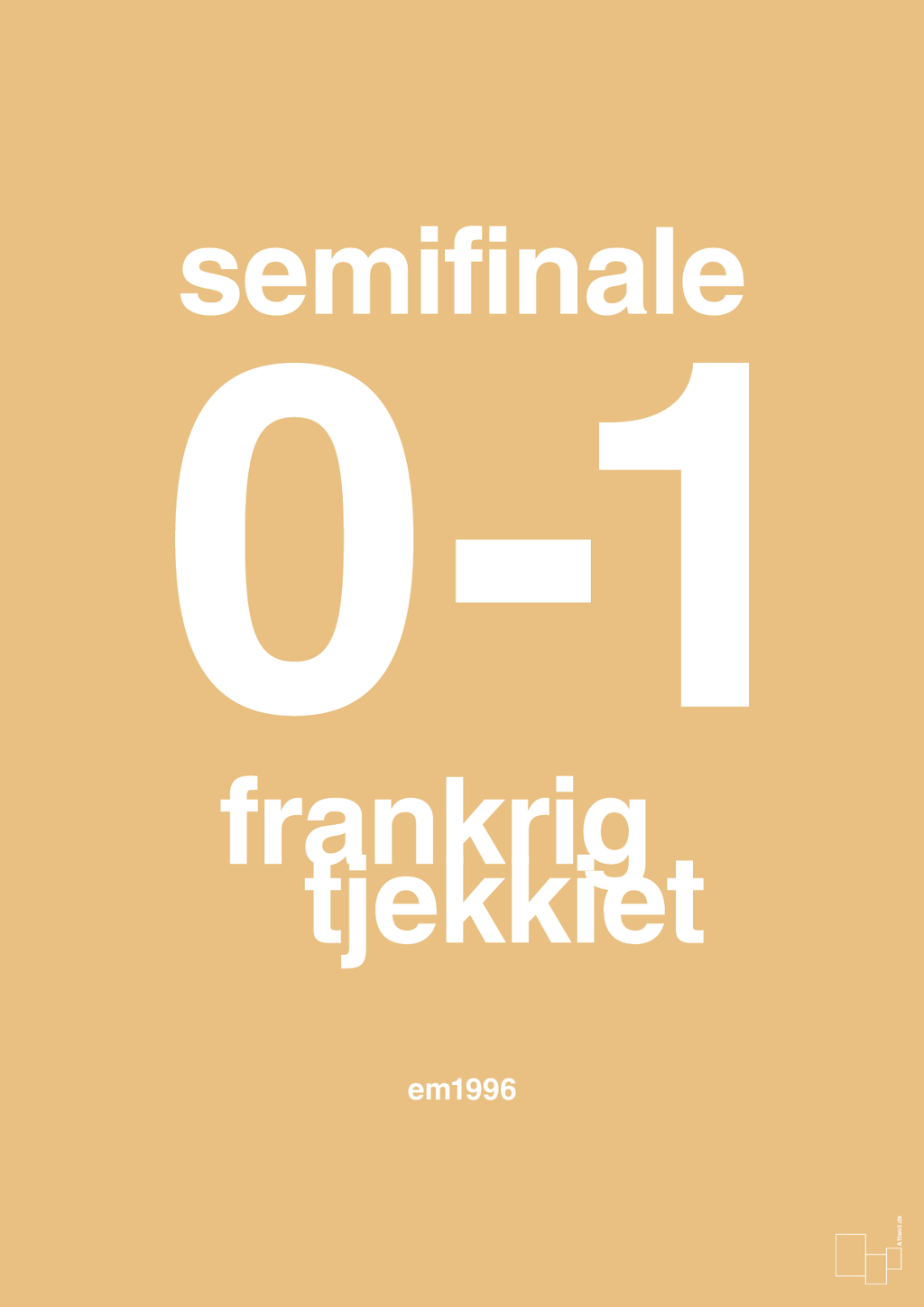 plakat: resultat for fodbold em semifinale B i 1996 - charismatic-Fodbold-A1two3