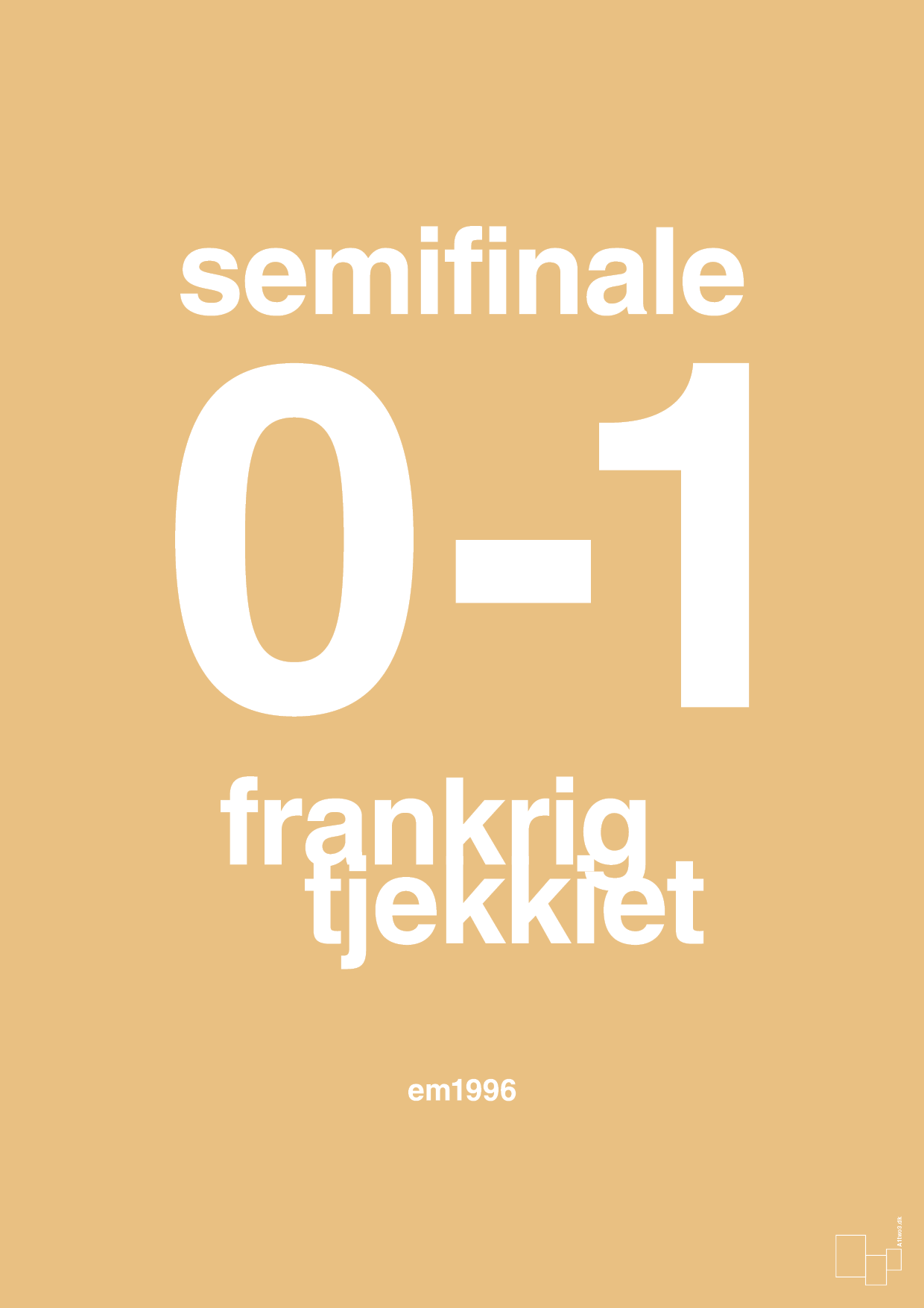 plakat: resultat for fodbold em semifinale B i 1996 - charismatic-Fodbold-A1two3