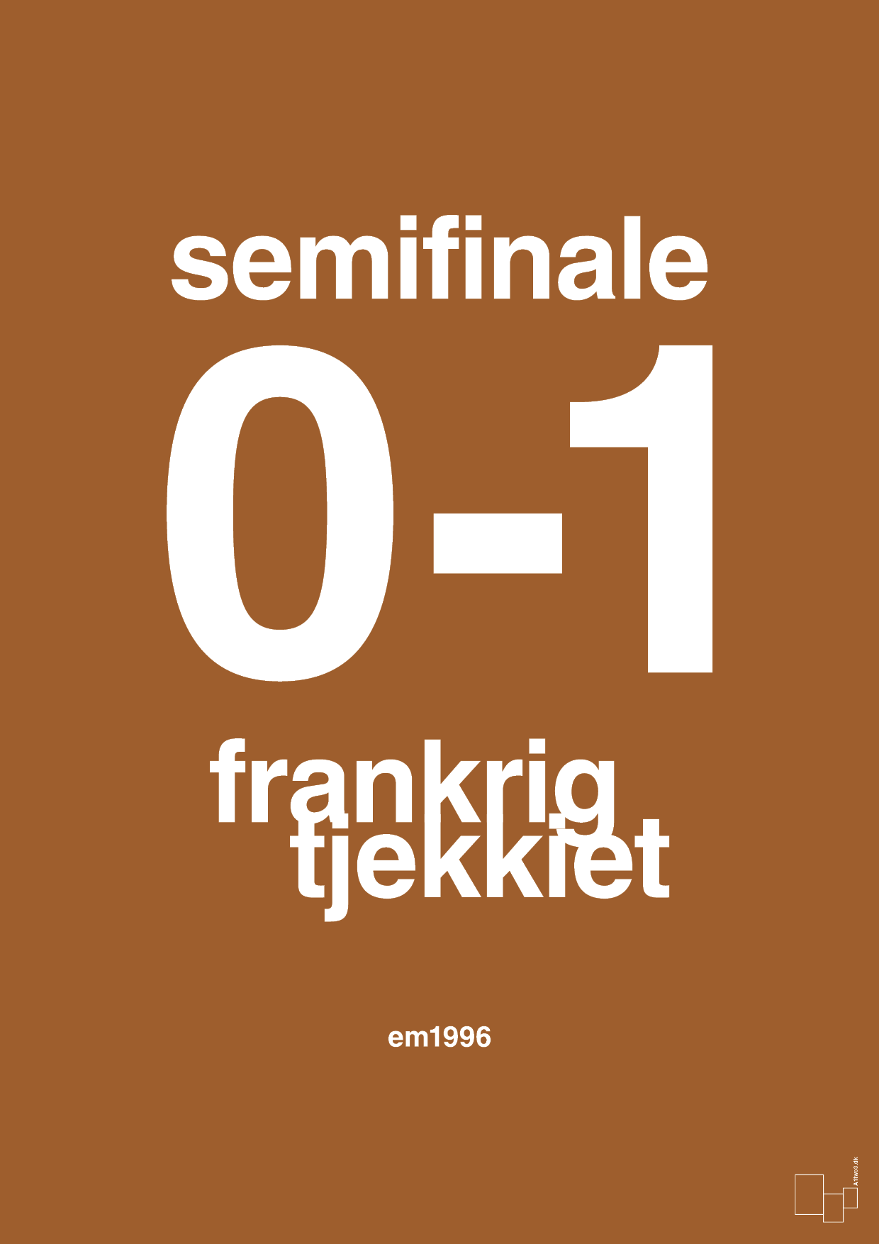 plakat: resultat for fodbold em semifinale B i 1996 - cognac-Fodbold-A1two3