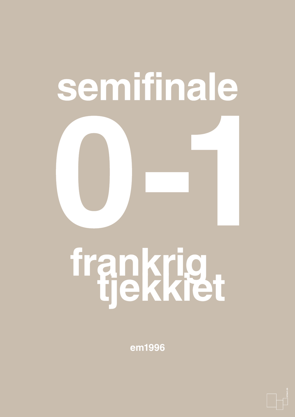 plakat: resultat for fodbold em semifinale B i 1996 - creamy mushroom-Fodbold-A1two3