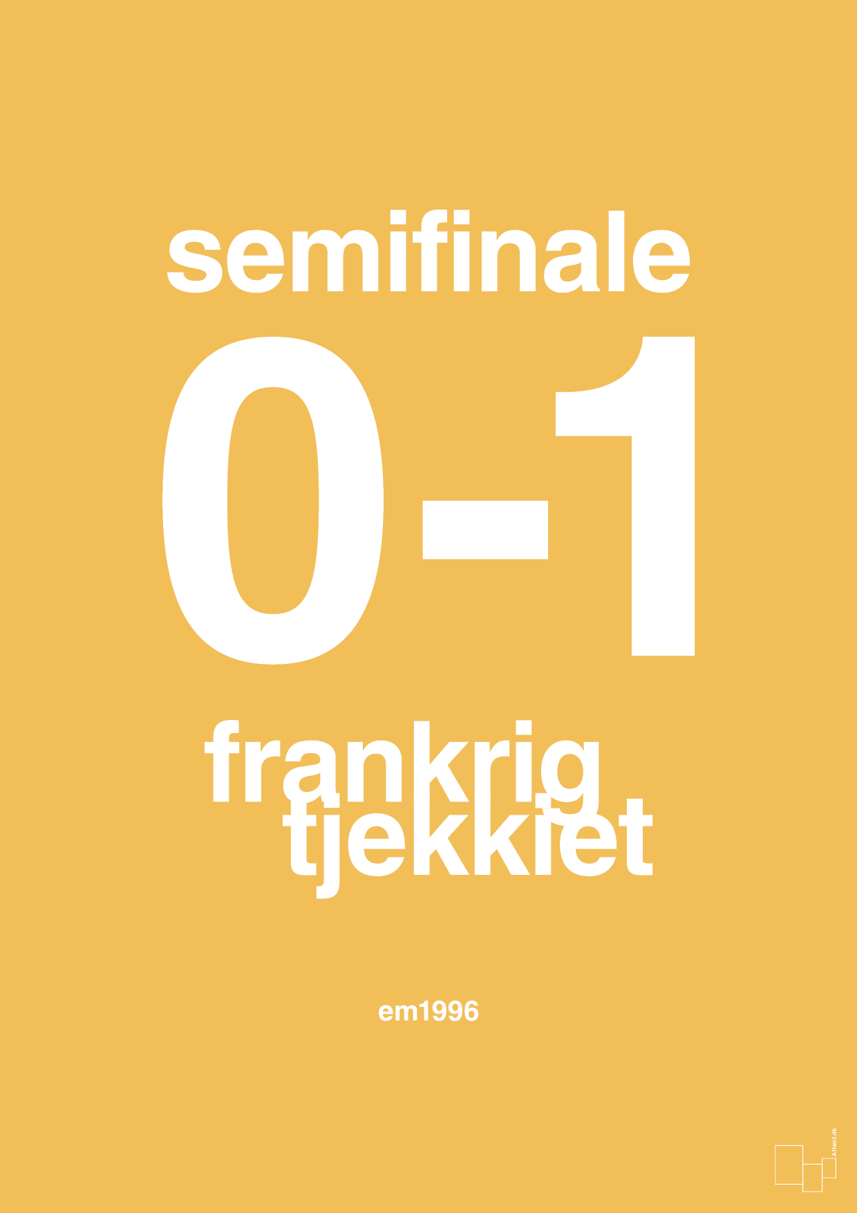 plakat: resultat for fodbold em semifinale B i 1996 - honeycomb-Fodbold-A1two3