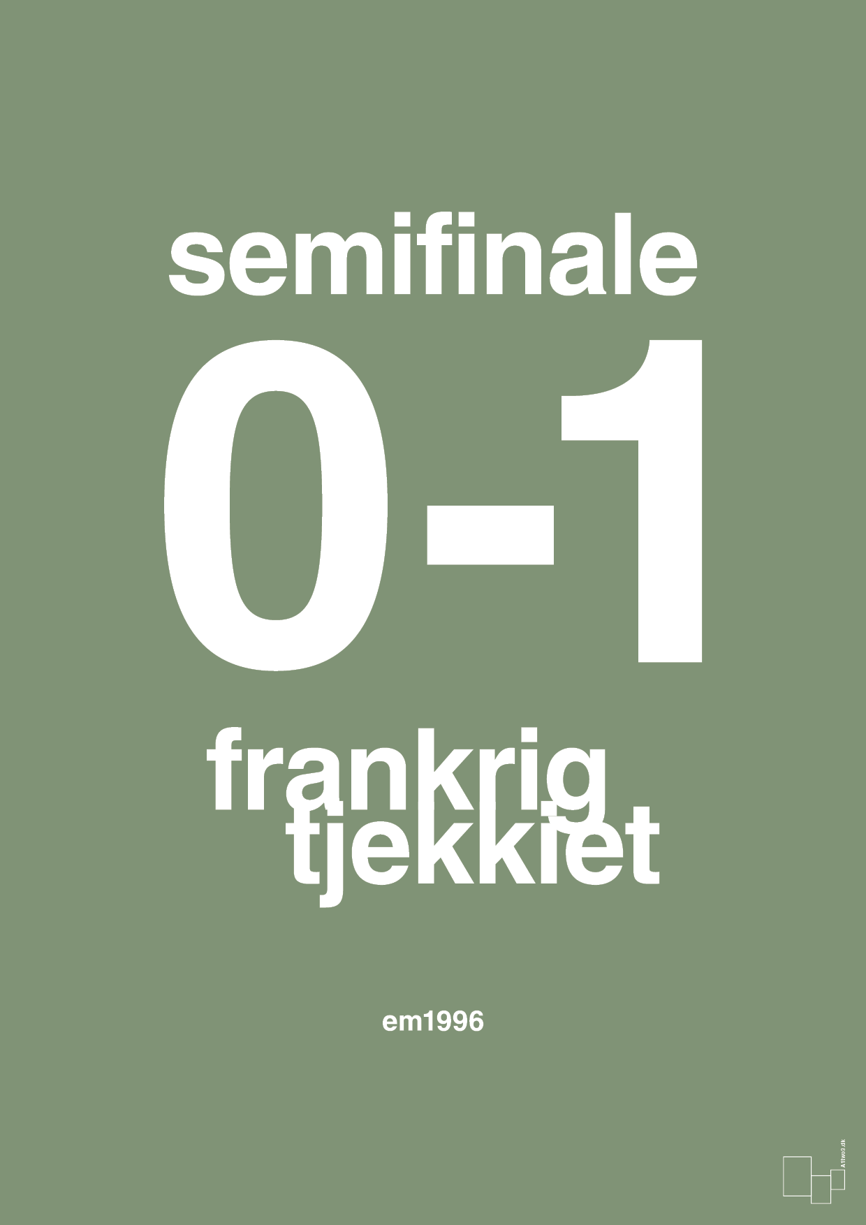 plakat: resultat for fodbold em semifinale B i 1996 - jade-Fodbold-A1two3