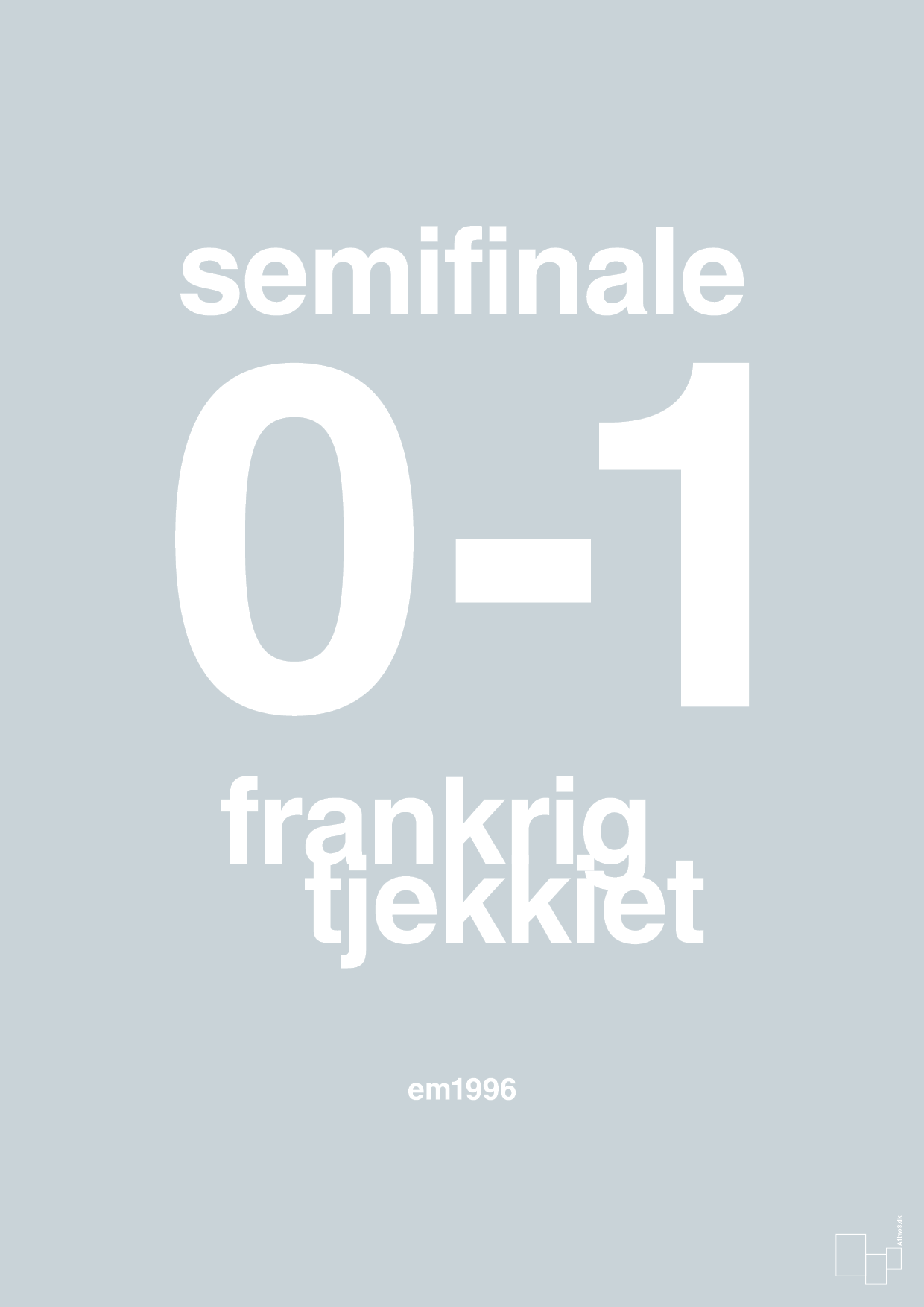 plakat: resultat for fodbold em semifinale B i 1996 - light drizzle-Fodbold-A1two3