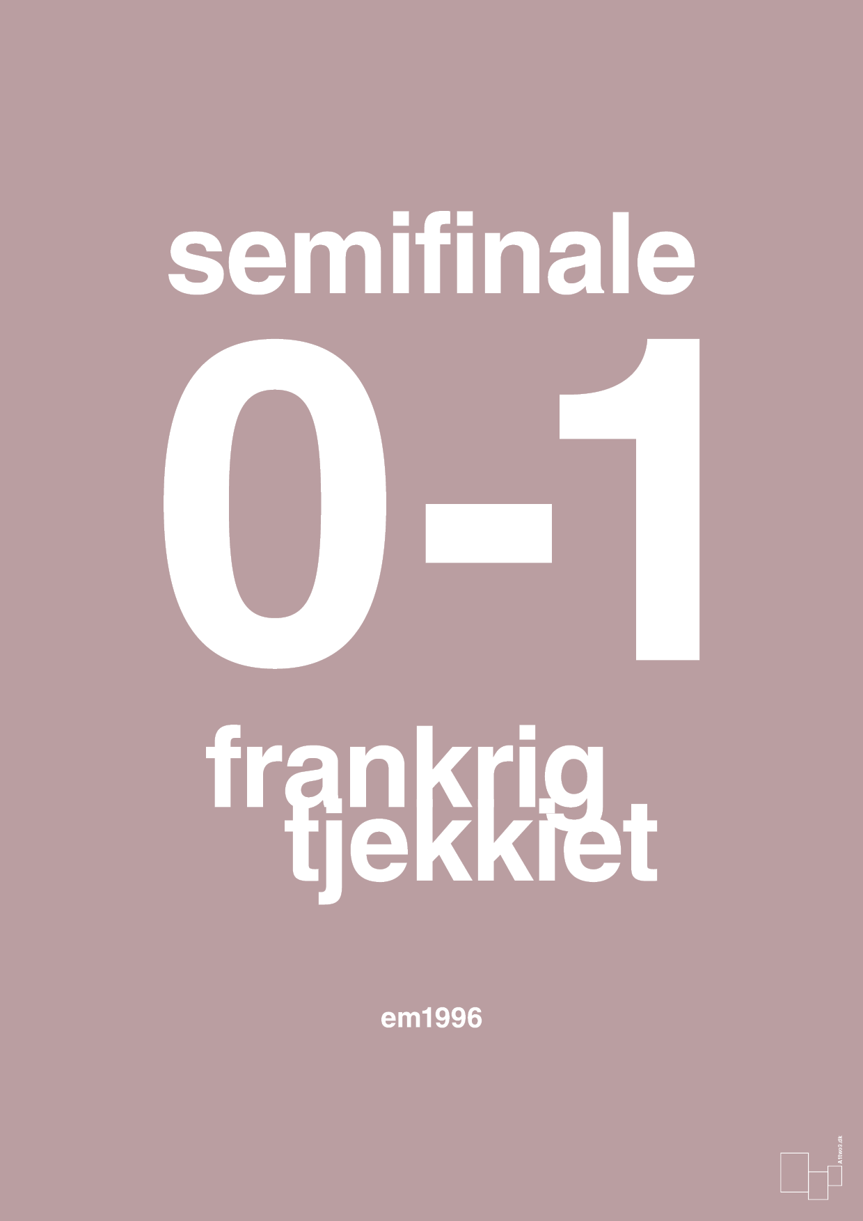 plakat: resultat for fodbold em semifinale B i 1996 - light rose-Fodbold-A1two3