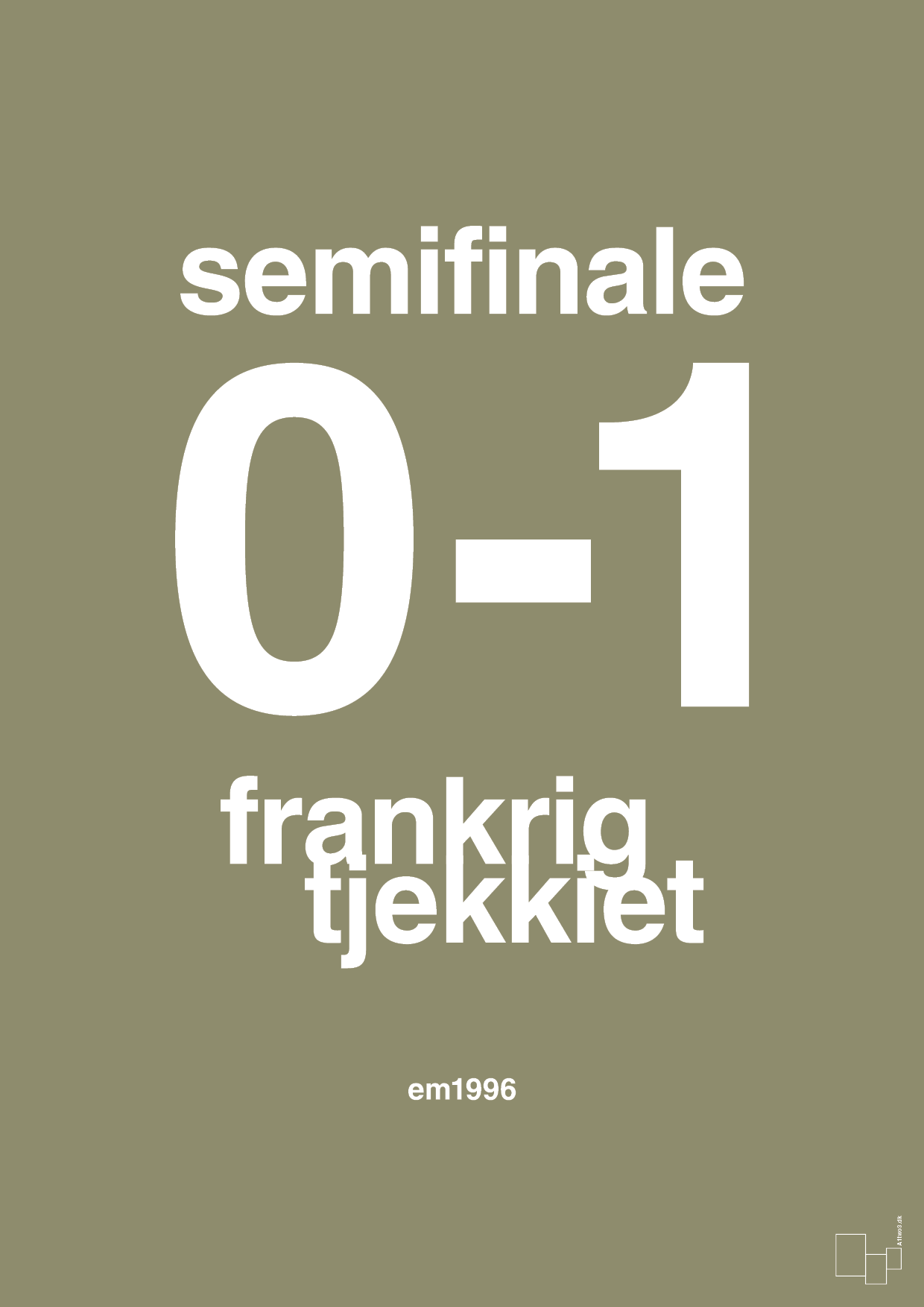plakat: resultat for fodbold em semifinale B i 1996 - misty forrest-Fodbold-A1two3