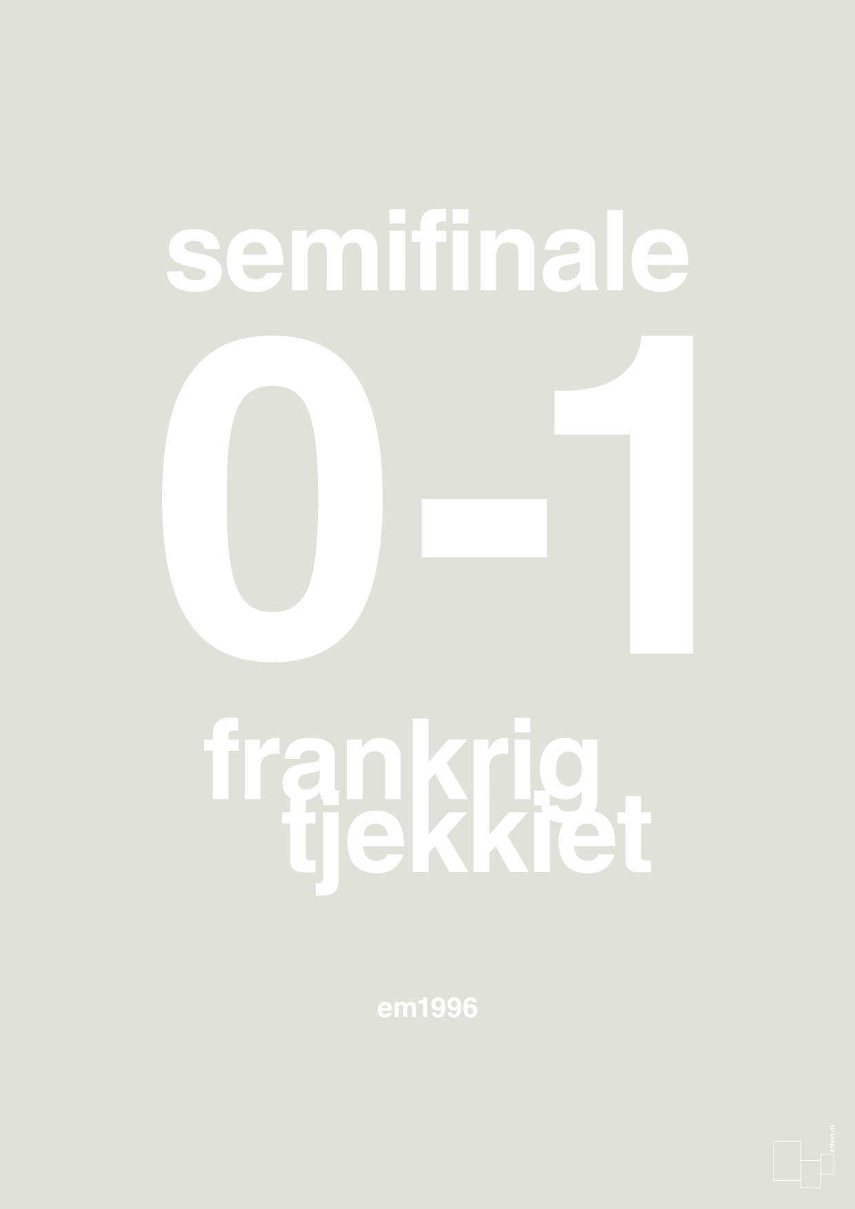 plakat: resultat for fodbold em semifinale B i 1996 - painters white-Fodbold-A1two3