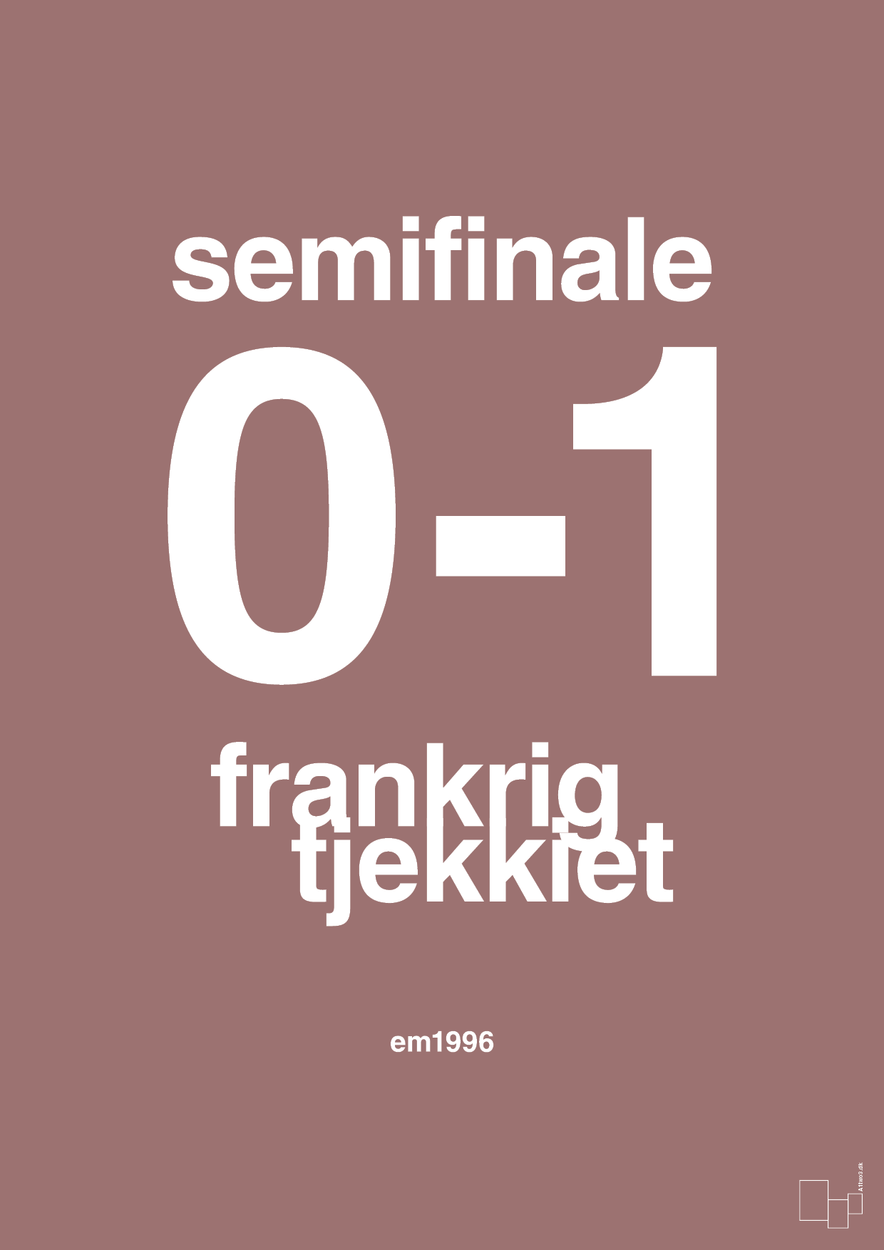 plakat: resultat for fodbold em semifinale B i 1996 - plum-Fodbold-A1two3