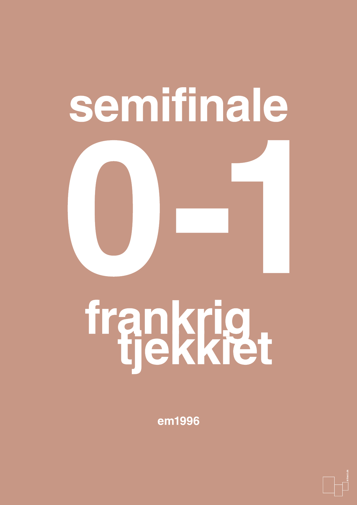 plakat: resultat for fodbold em semifinale B i 1996 - powder-Fodbold-A1two3