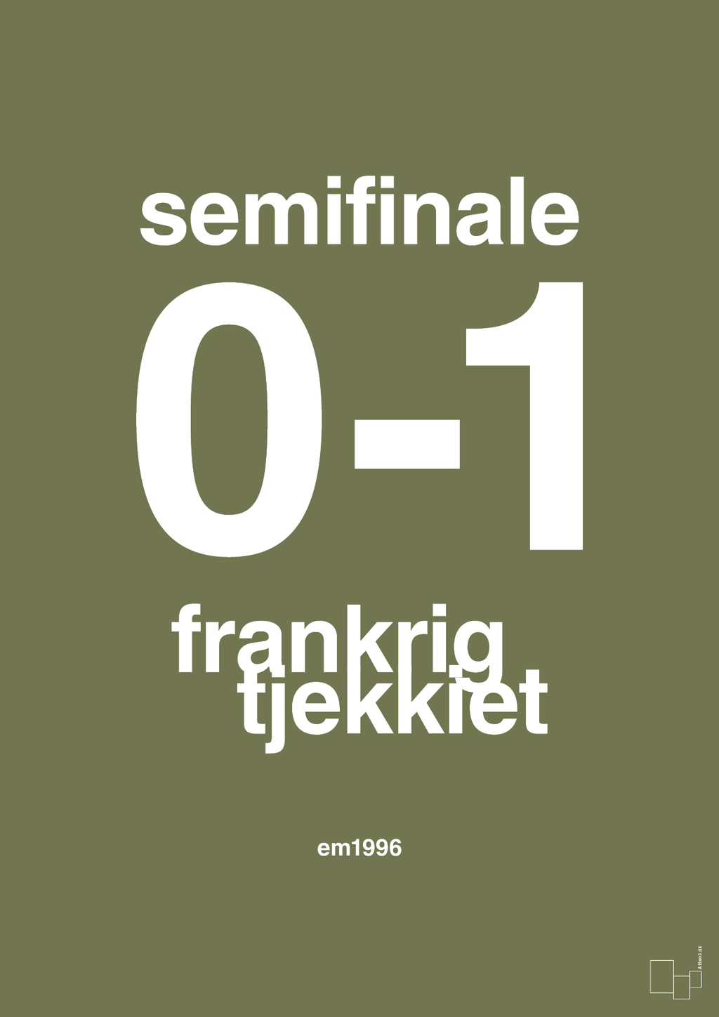 plakat: resultat for fodbold em semifinale B i 1996 - secret meadow-Fodbold-A1two3