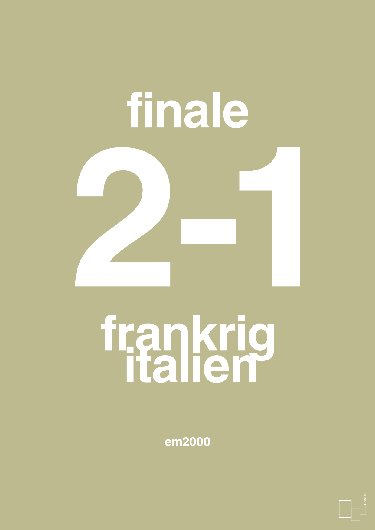 plakat: resultat for fodbold em finalen i 2000 - back to nature-Fodbold-A1two3