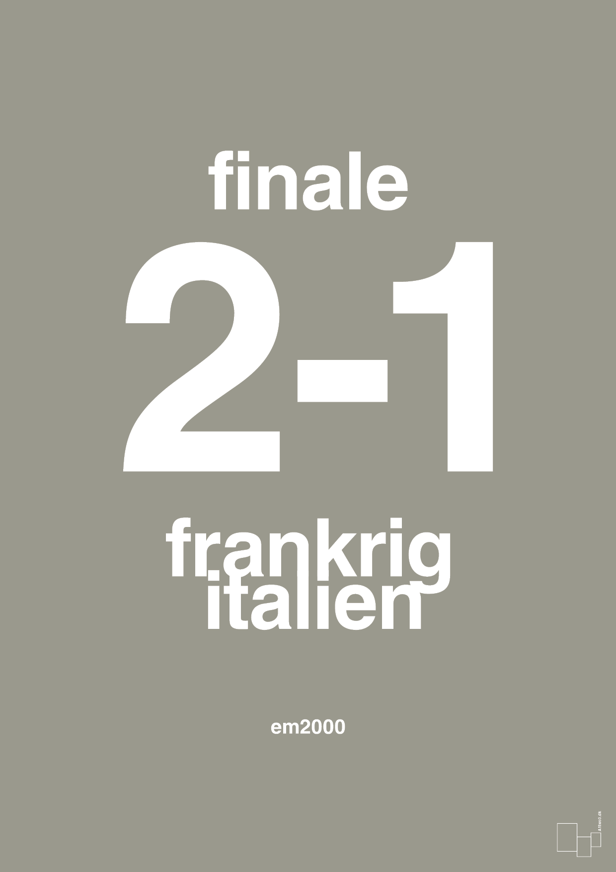 plakat: resultat for fodbold em finalen i 2000 - battleship gray-Fodbold-A1two3