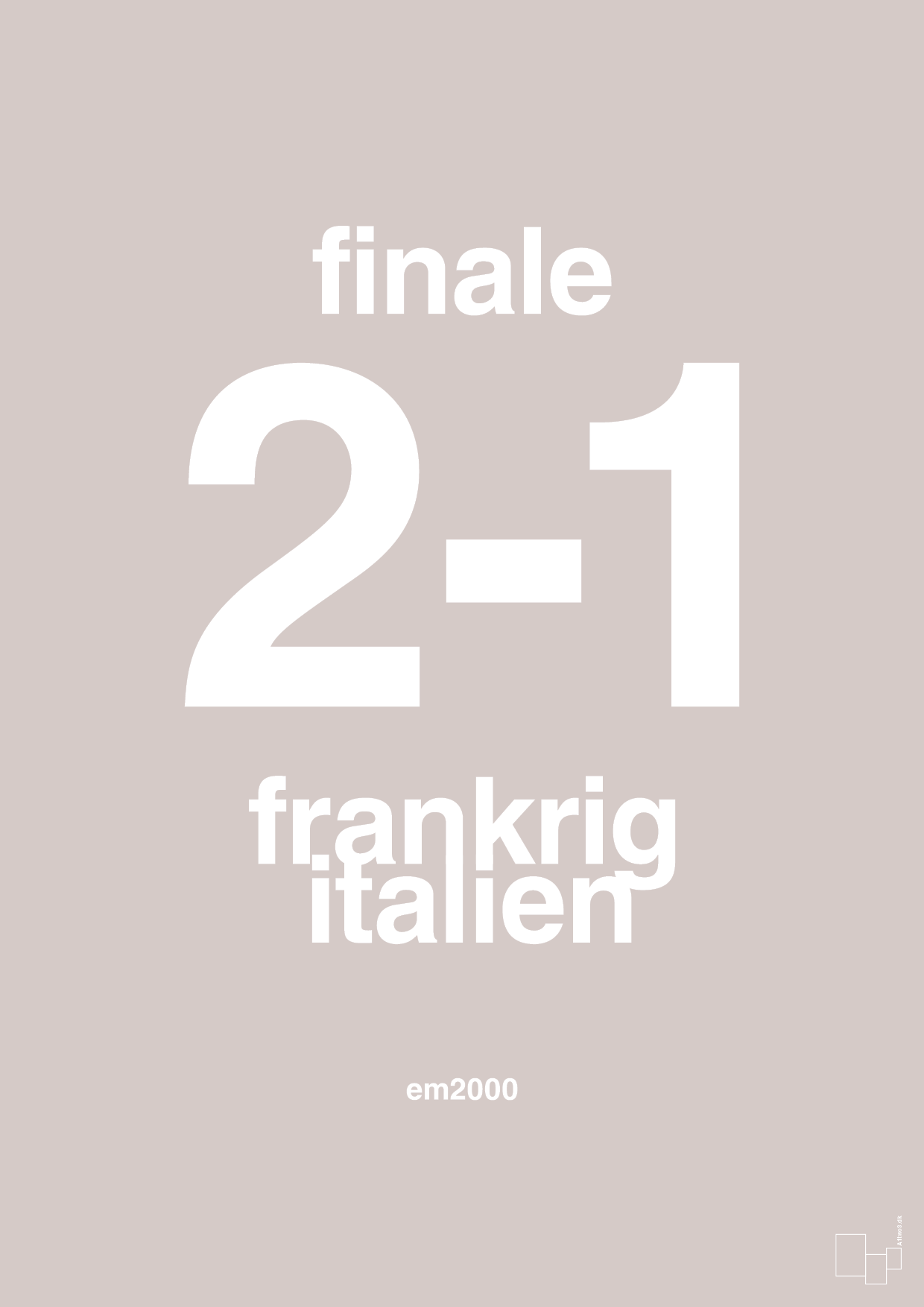 plakat: resultat for fodbold em finalen i 2000 - broken beige-Fodbold-A1two3