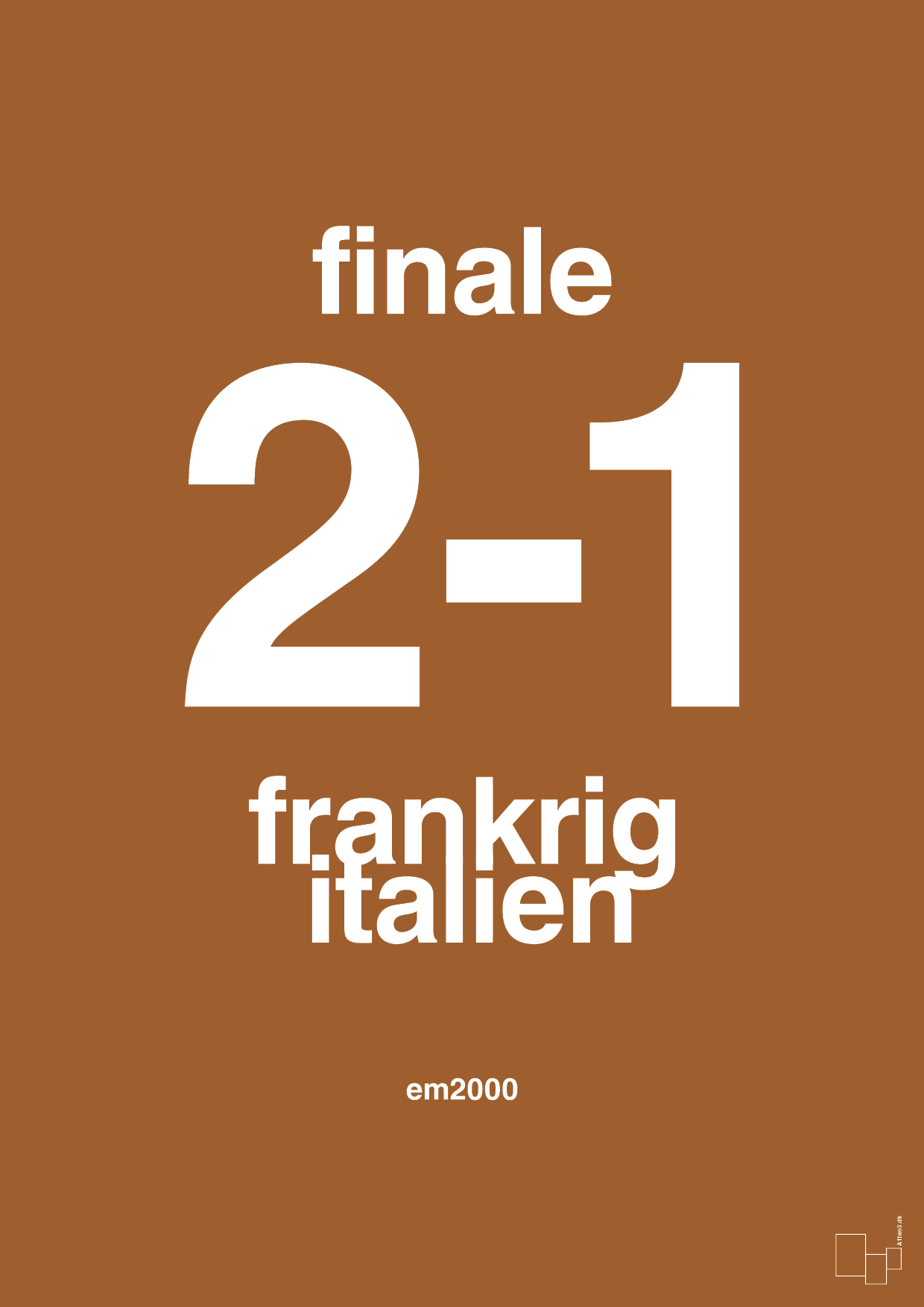plakat: resultat for fodbold em finalen i 2000 - cognac-Fodbold-A1two3
