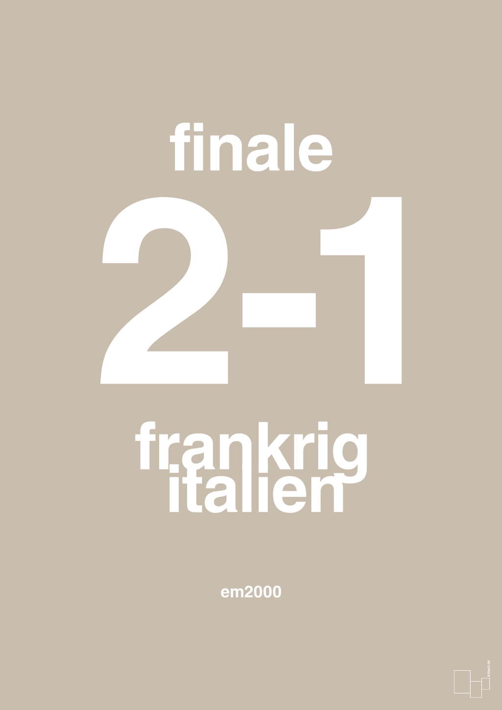 plakat: resultat for fodbold em finalen i 2000 - creamy mushroom-Fodbold-A1two3