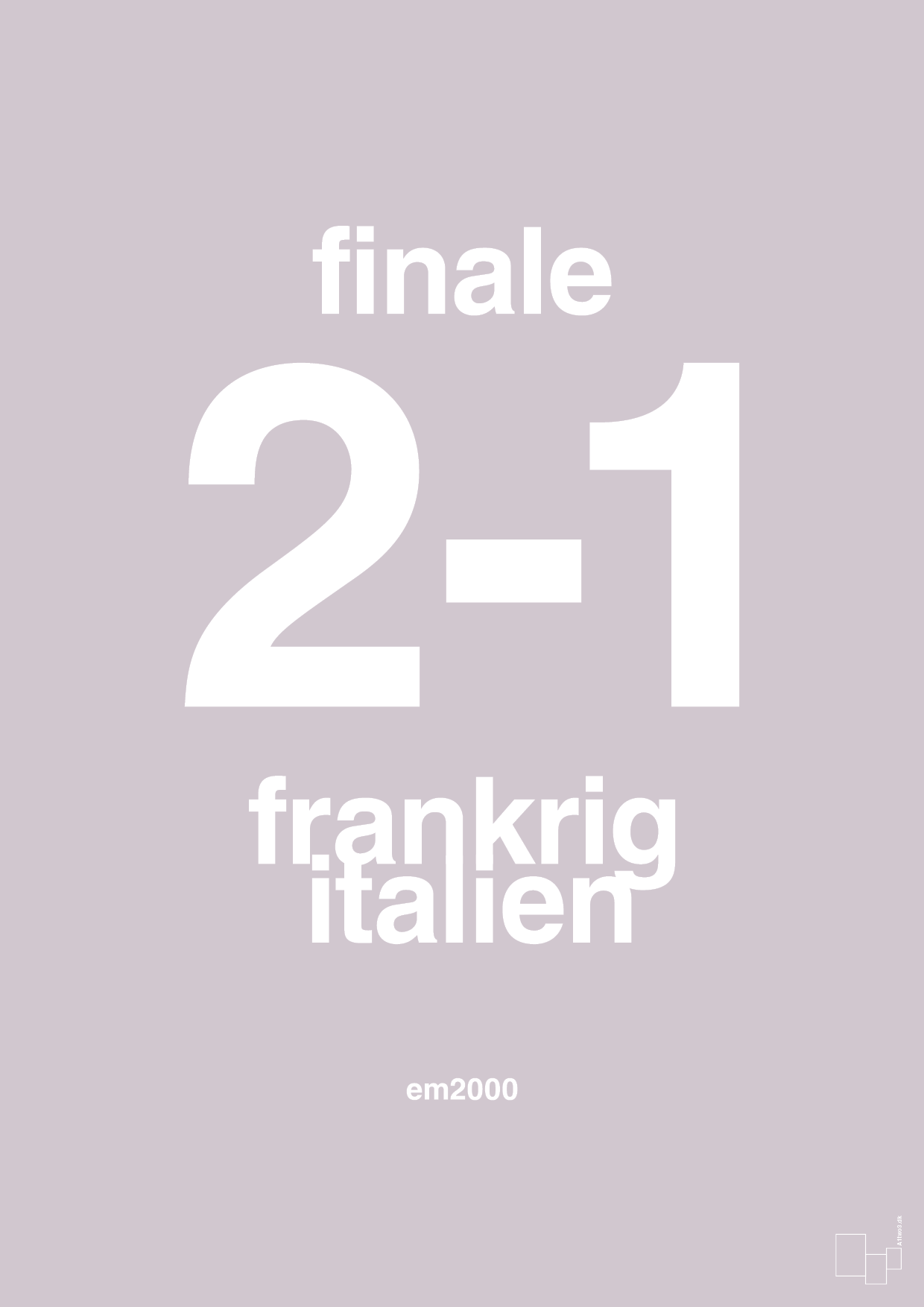 plakat: resultat for fodbold em finalen i 2000 - dusty lilac-Fodbold-A1two3
