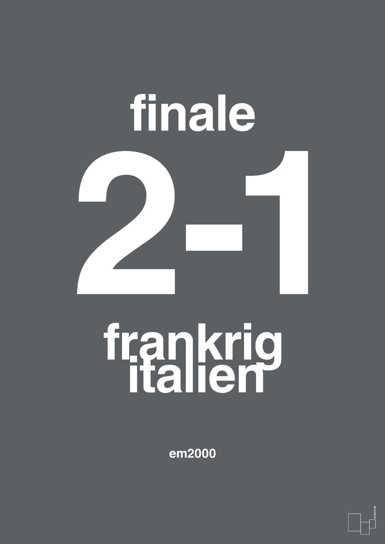 plakat: resultat for fodbold em finalen i 2000 - graphic charcoal-Fodbold-A1two3