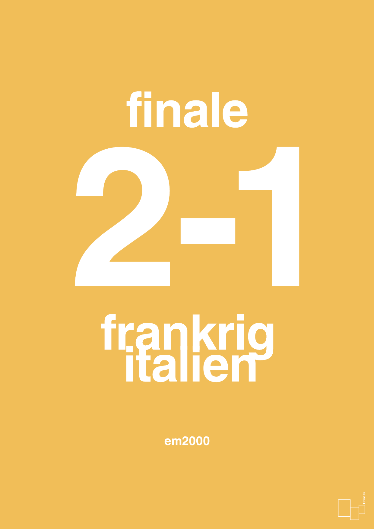 plakat: resultat for fodbold em finalen i 2000 - honeycomb-Fodbold-A1two3