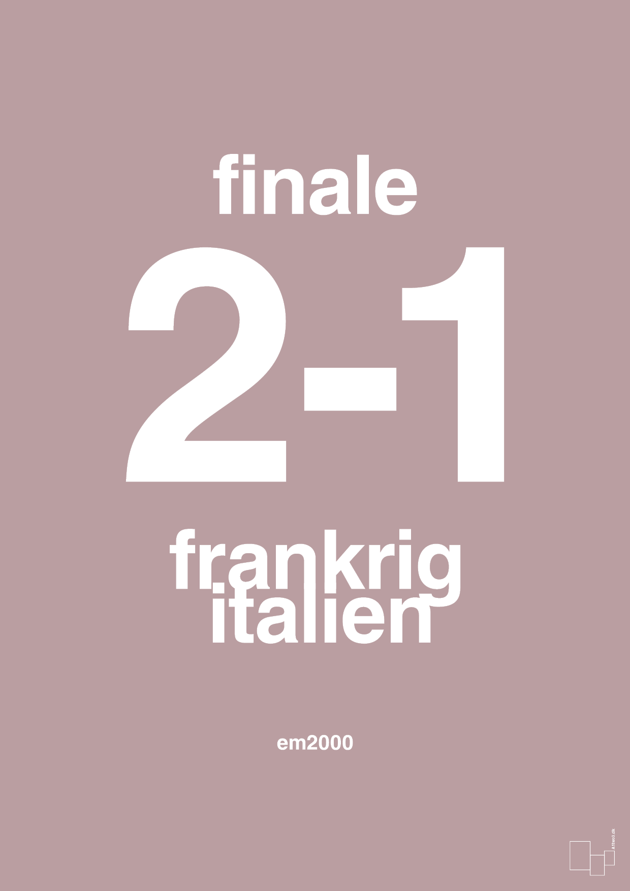 plakat: resultat for fodbold em finalen i 2000 - light rose-Fodbold-A1two3