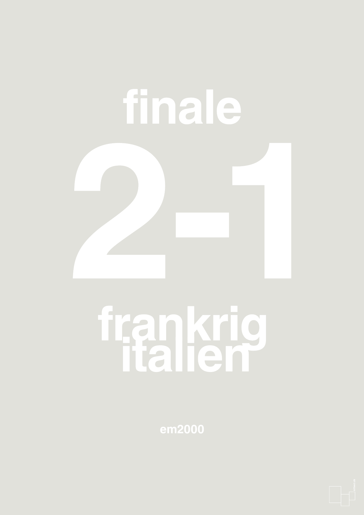 plakat: resultat for fodbold em finalen i 2000 - painters white-Fodbold-A1two3