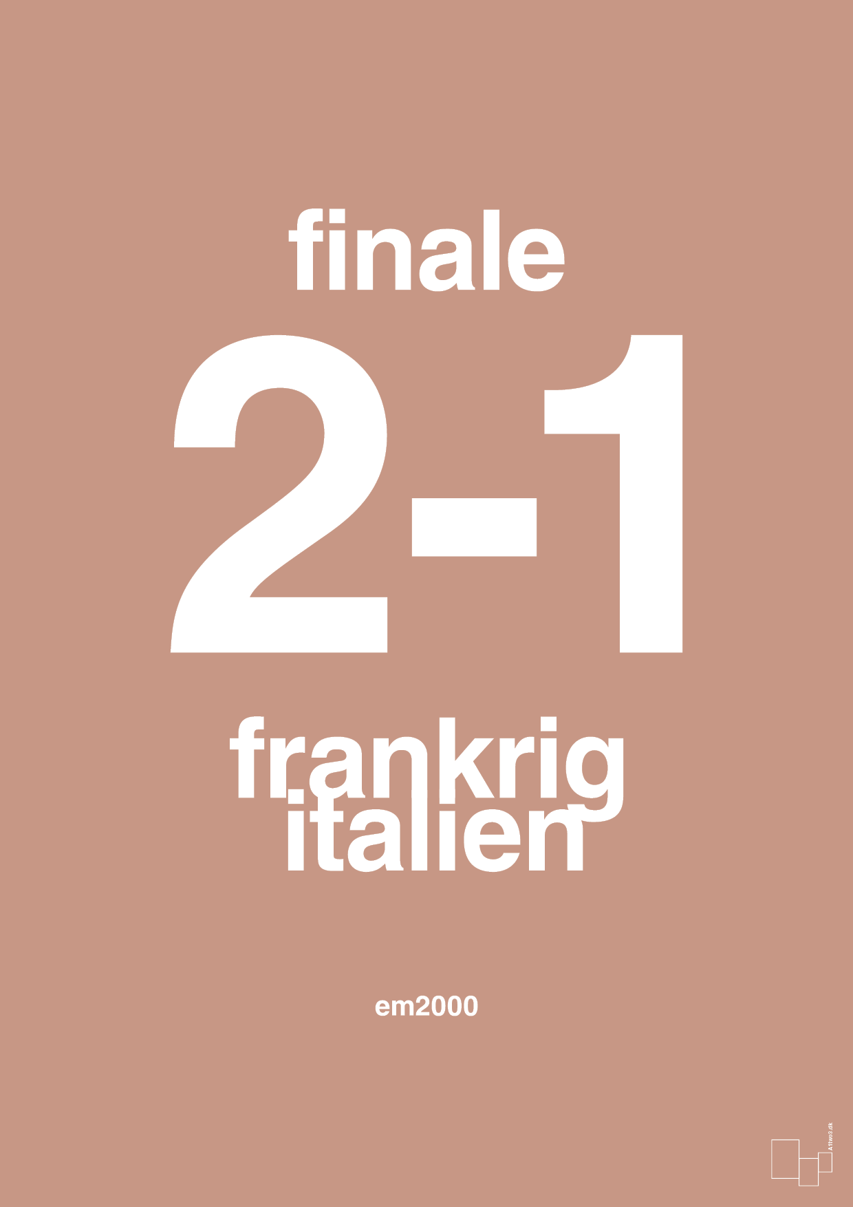 plakat: resultat for fodbold em finalen i 2000 - powder-Fodbold-A1two3