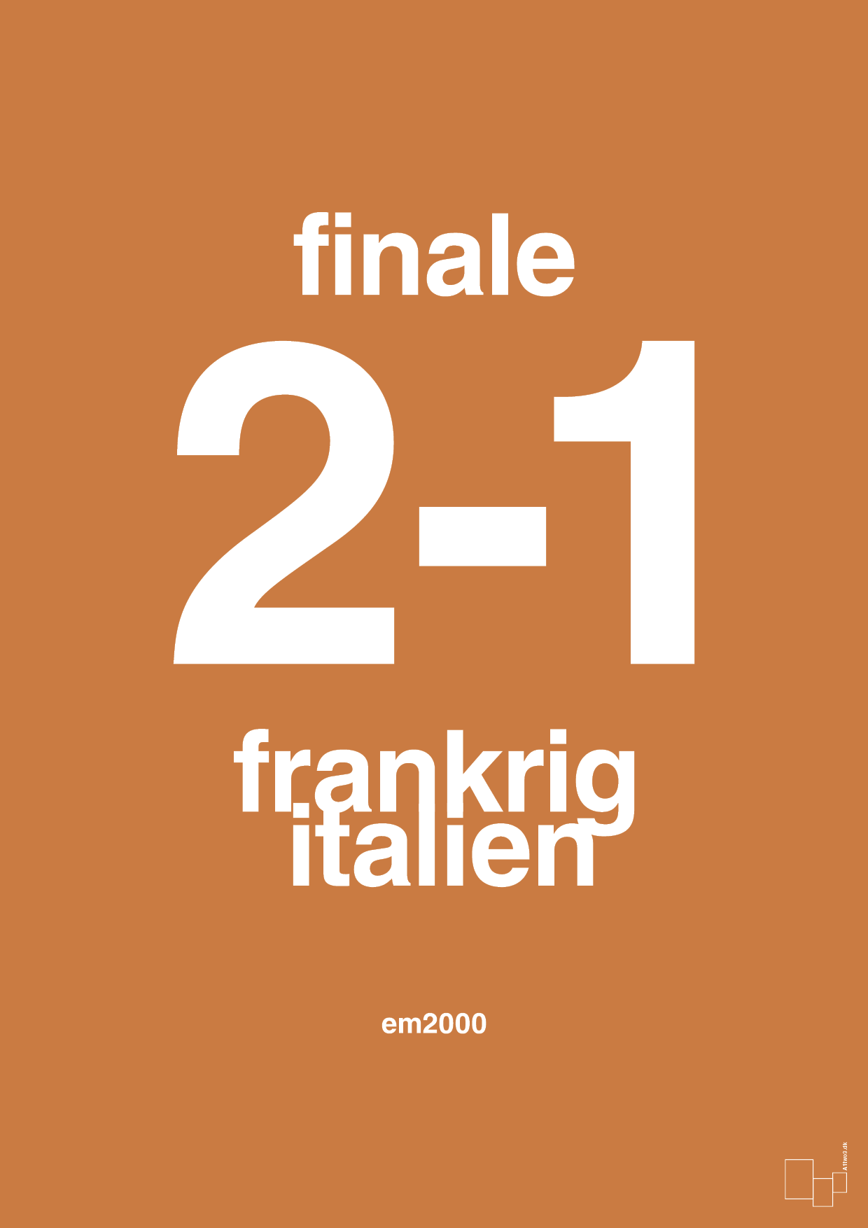 plakat: resultat for fodbold em finalen i 2000 - rumba orange-Fodbold-A1two3