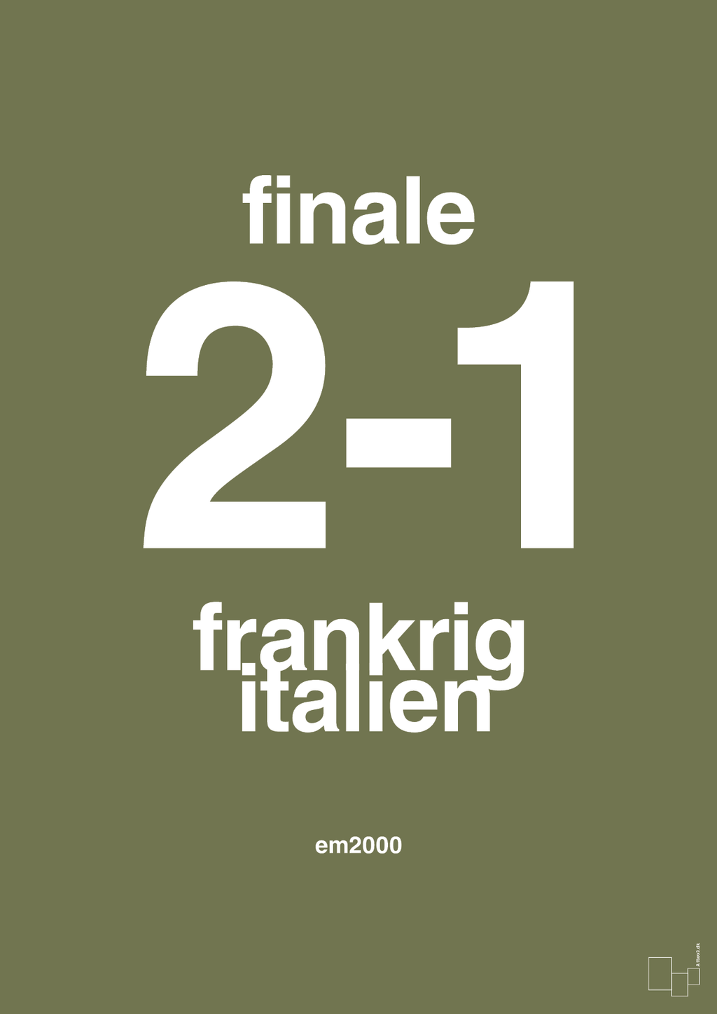 plakat: resultat for fodbold em finalen i 2000 - secret meadow-Fodbold-A1two3