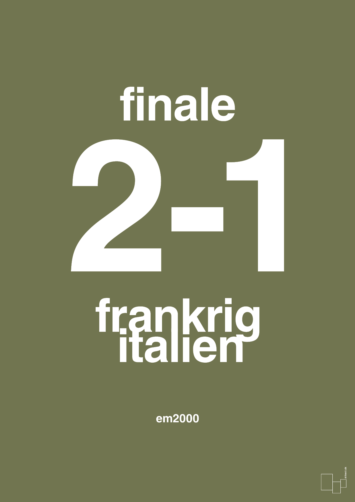 plakat: resultat for fodbold em finalen i 2000 - secret meadow-Fodbold-A1two3