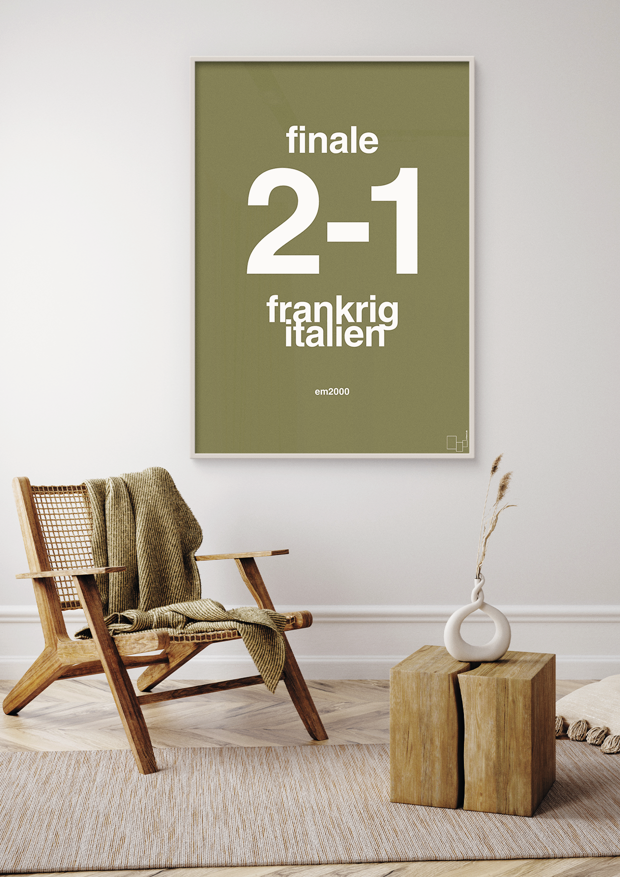 plakat: resultat for fodbold em finalen i 2000 - graphic charcoal-Fodbold-A1two3