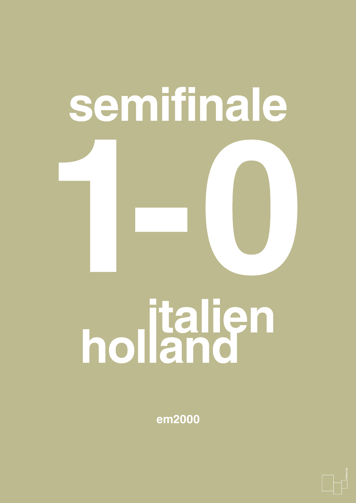 plakat: resultat for fodbold em semifinale A i 2000 - back to nature-Fodbold-A1two3