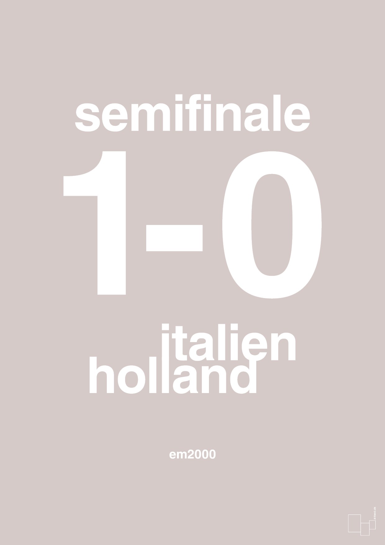 plakat: resultat for fodbold em semifinale A i 2000 - broken beige-Fodbold-A1two3