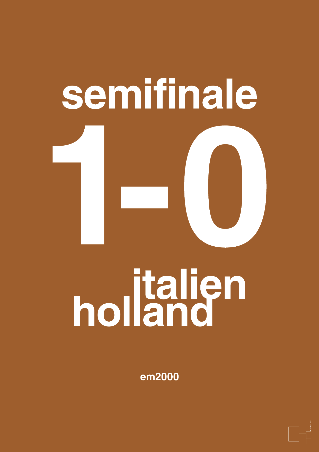 plakat: resultat for fodbold em semifinale A i 2000 - cognac-Fodbold-A1two3