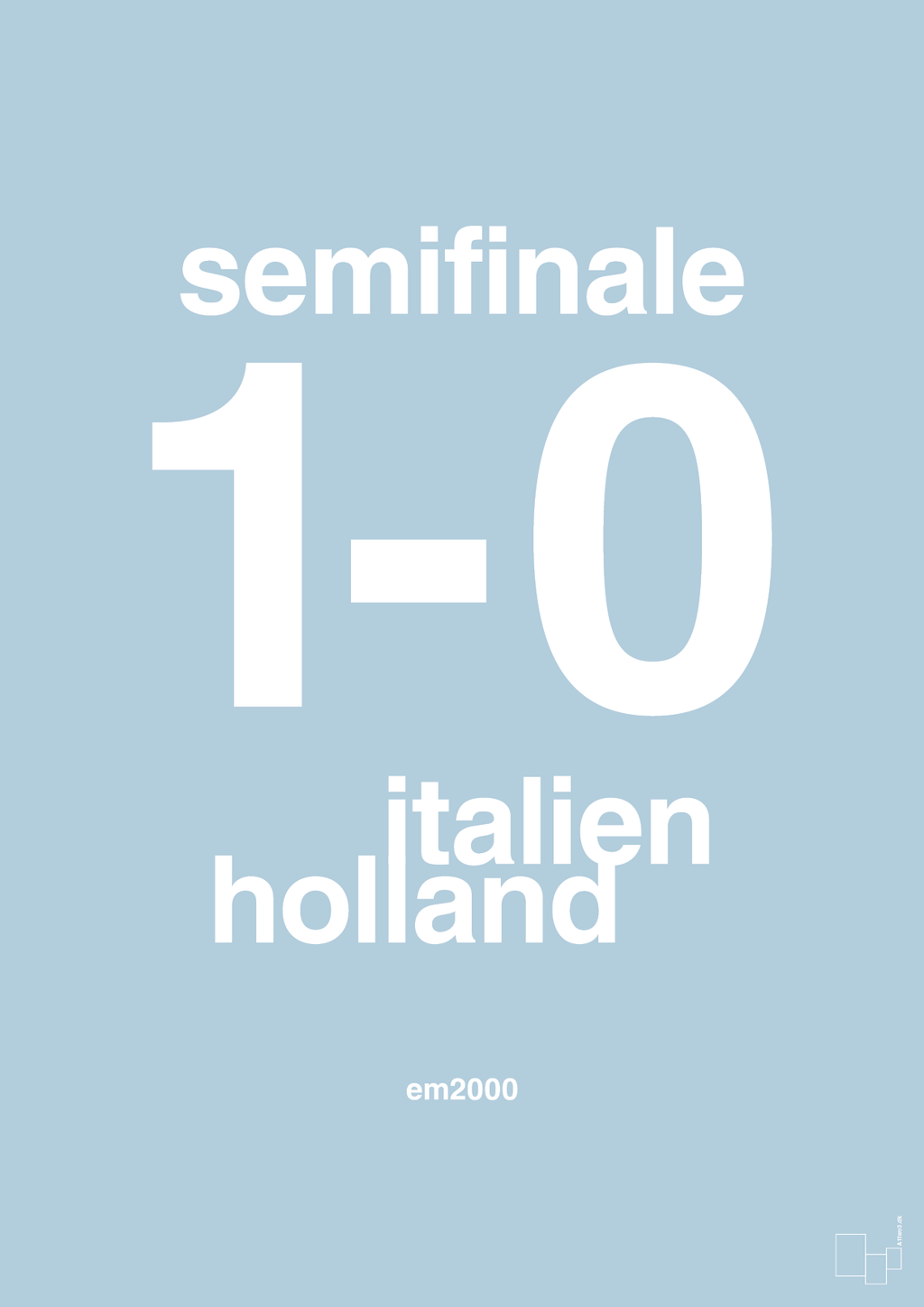 plakat: resultat for fodbold em semifinale A i 2000 - heavenly blue-Fodbold-A1two3