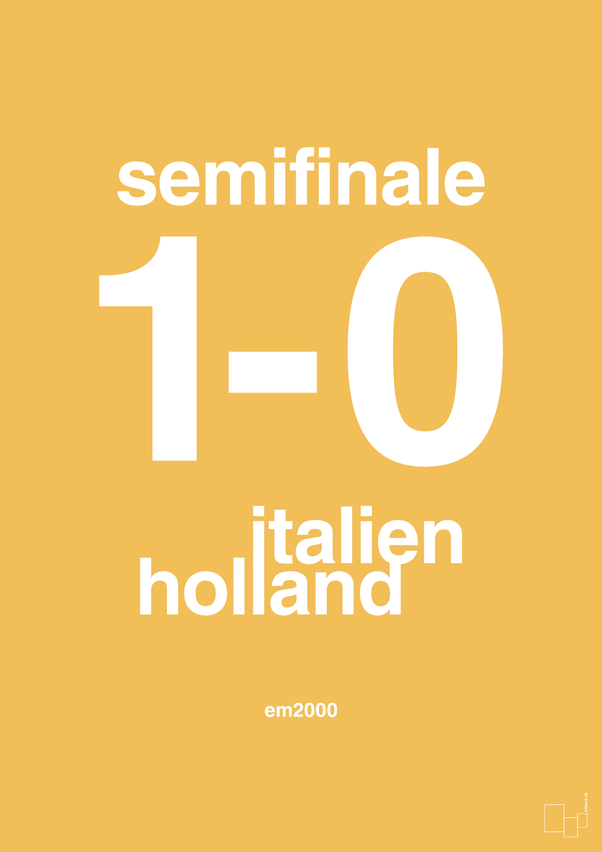 plakat: resultat for fodbold em semifinale A i 2000 - honeycomb-Fodbold-A1two3
