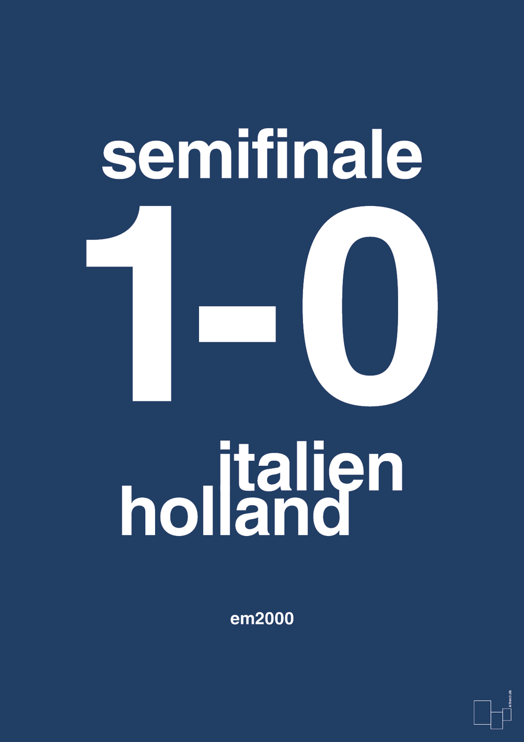 plakat: resultat for fodbold em semifinale A i 2000 - lapis blue-Fodbold-A1two3