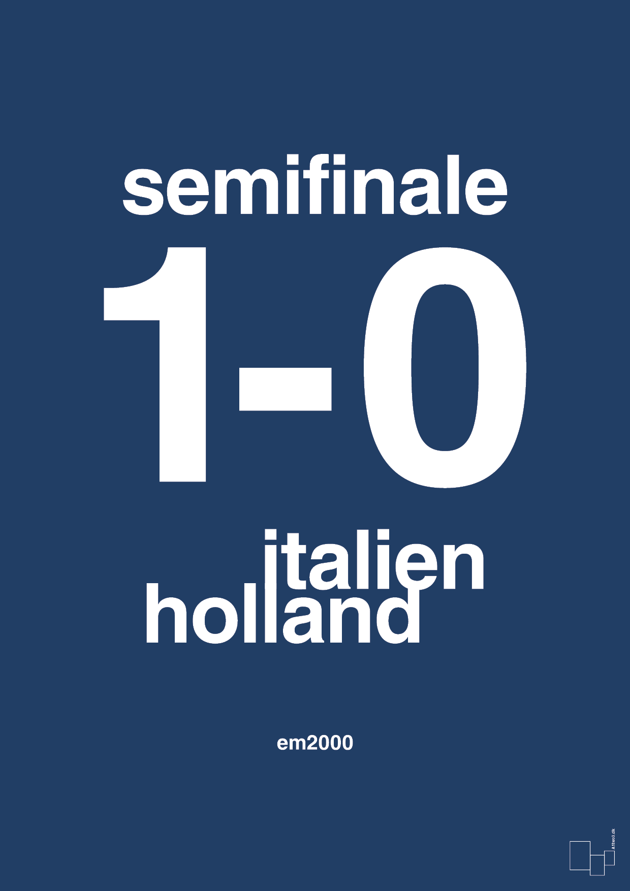 plakat: resultat for fodbold em semifinale A i 2000 - lapis blue-Fodbold-A1two3
