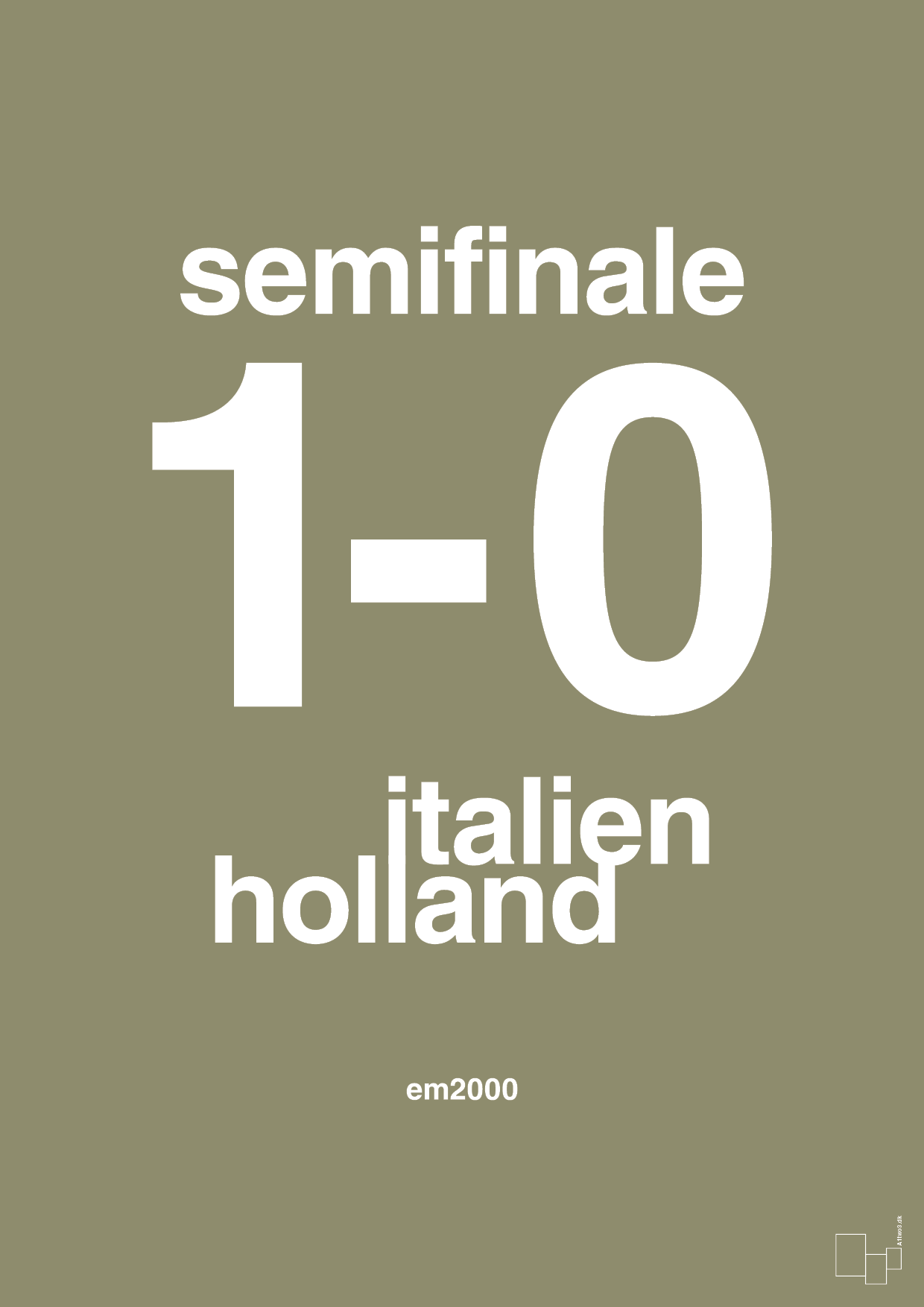 plakat: resultat for fodbold em semifinale A i 2000 - misty forrest-Fodbold-A1two3