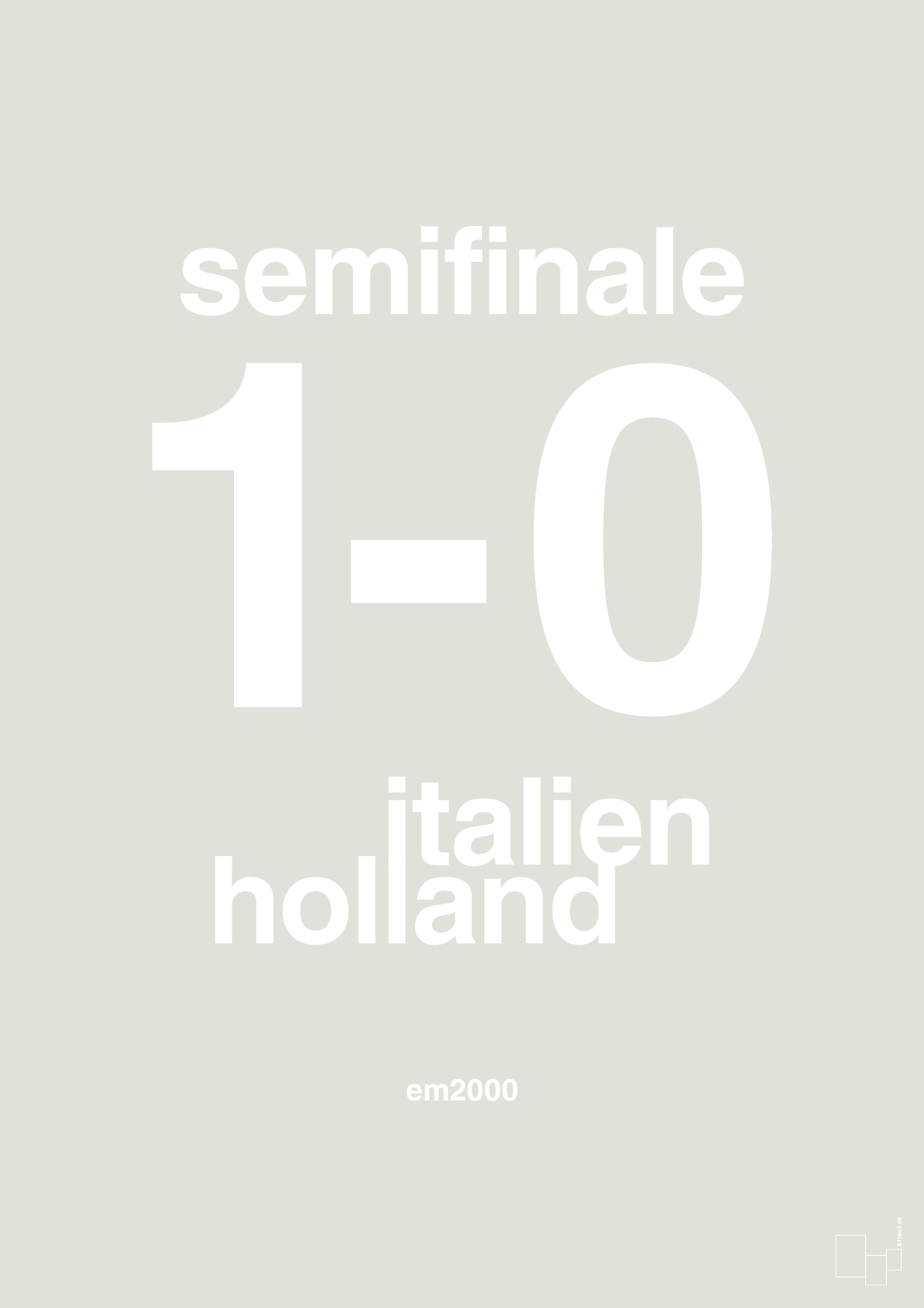 plakat: resultat for fodbold em semifinale A i 2000 - painters white-Fodbold-A1two3