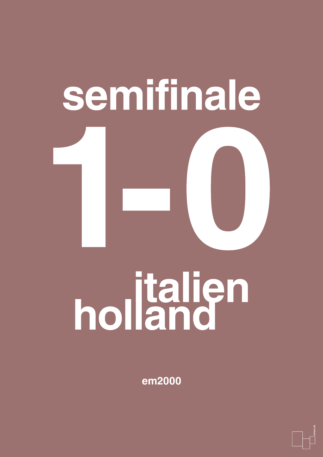 plakat: resultat for fodbold em semifinale A i 2000 - plum-Fodbold-A1two3