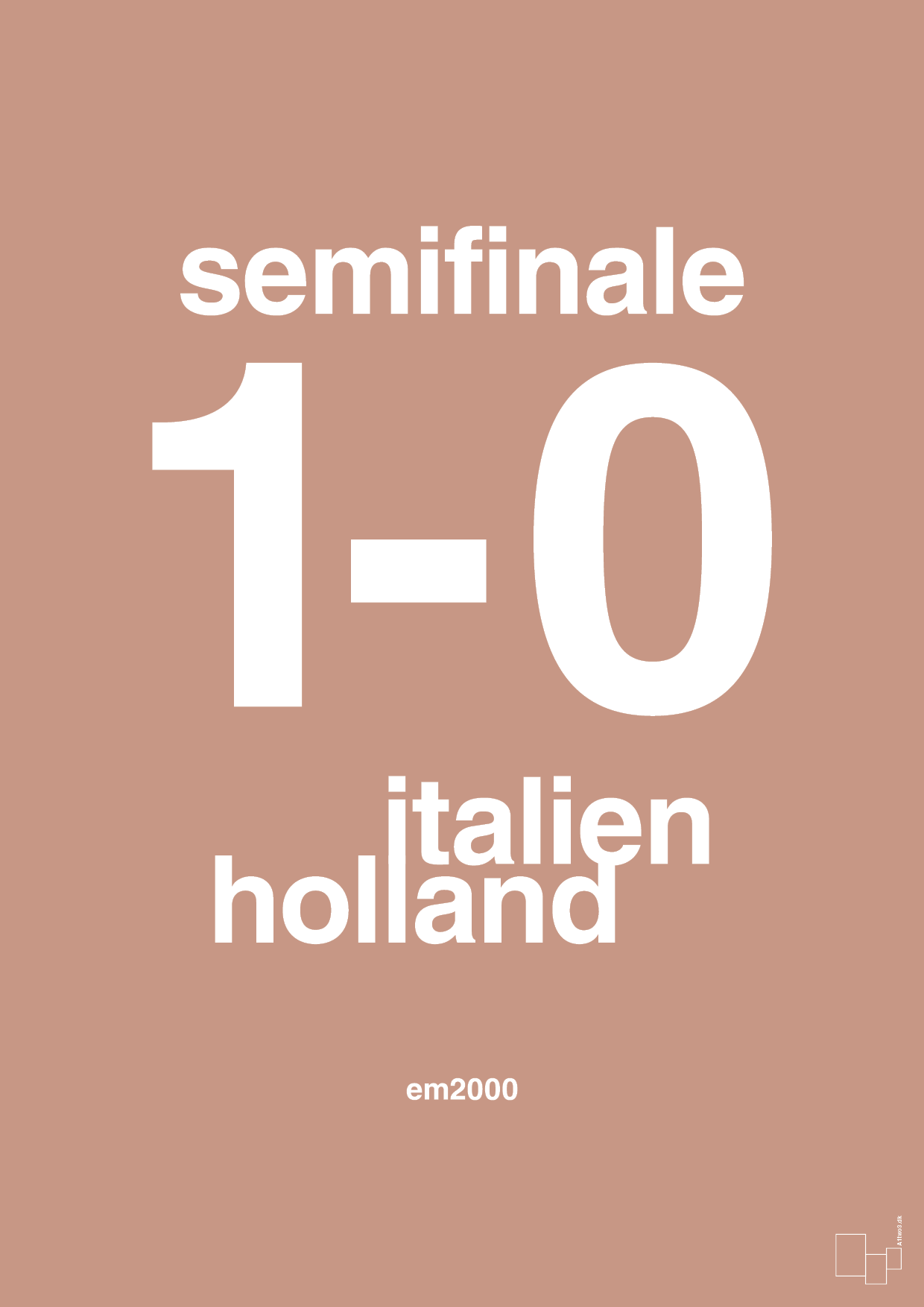plakat: resultat for fodbold em semifinale A i 2000 - powder-Fodbold-A1two3