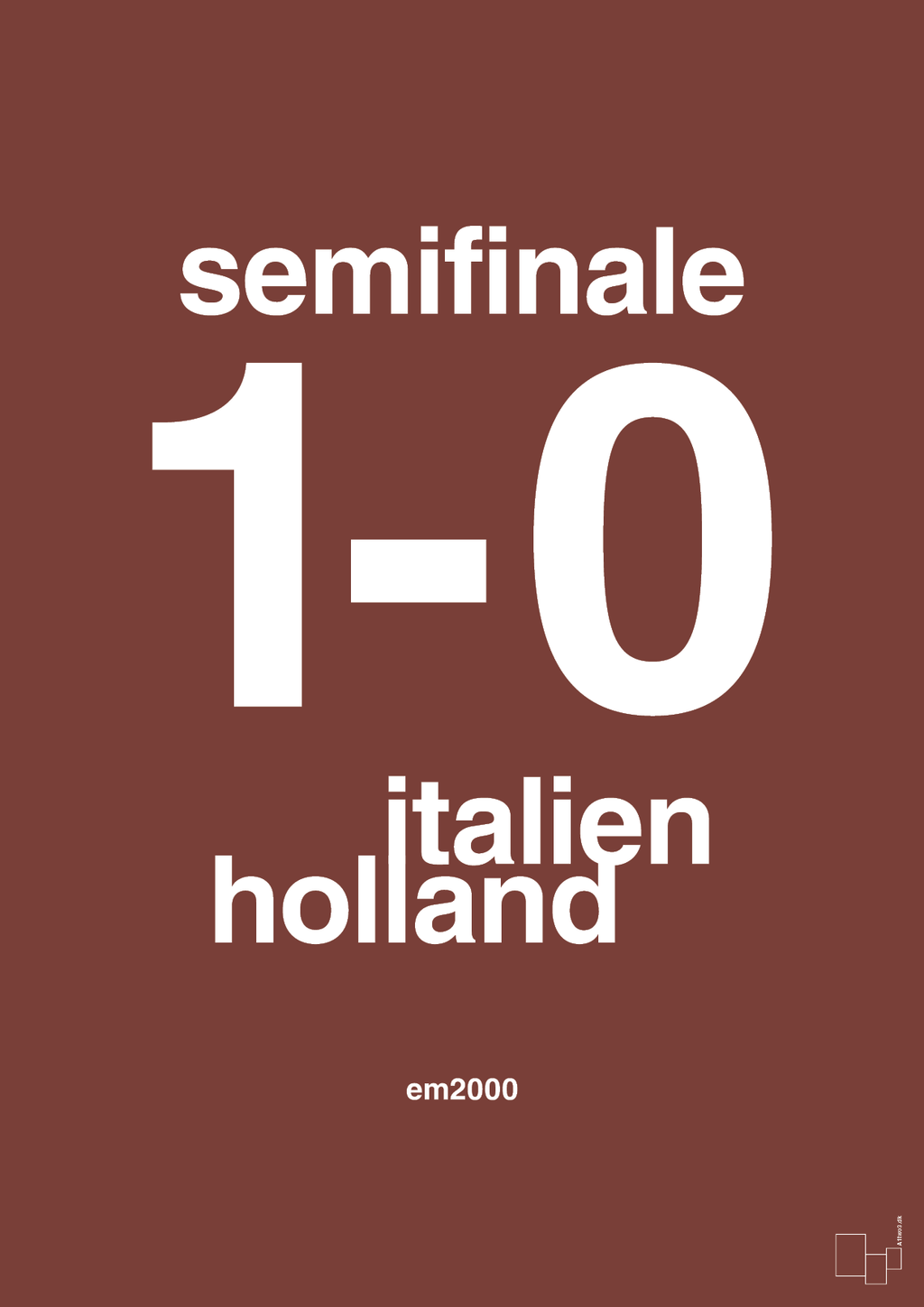 plakat: resultat for fodbold em semifinale A i 2000 - red pepper-Fodbold-A1two3