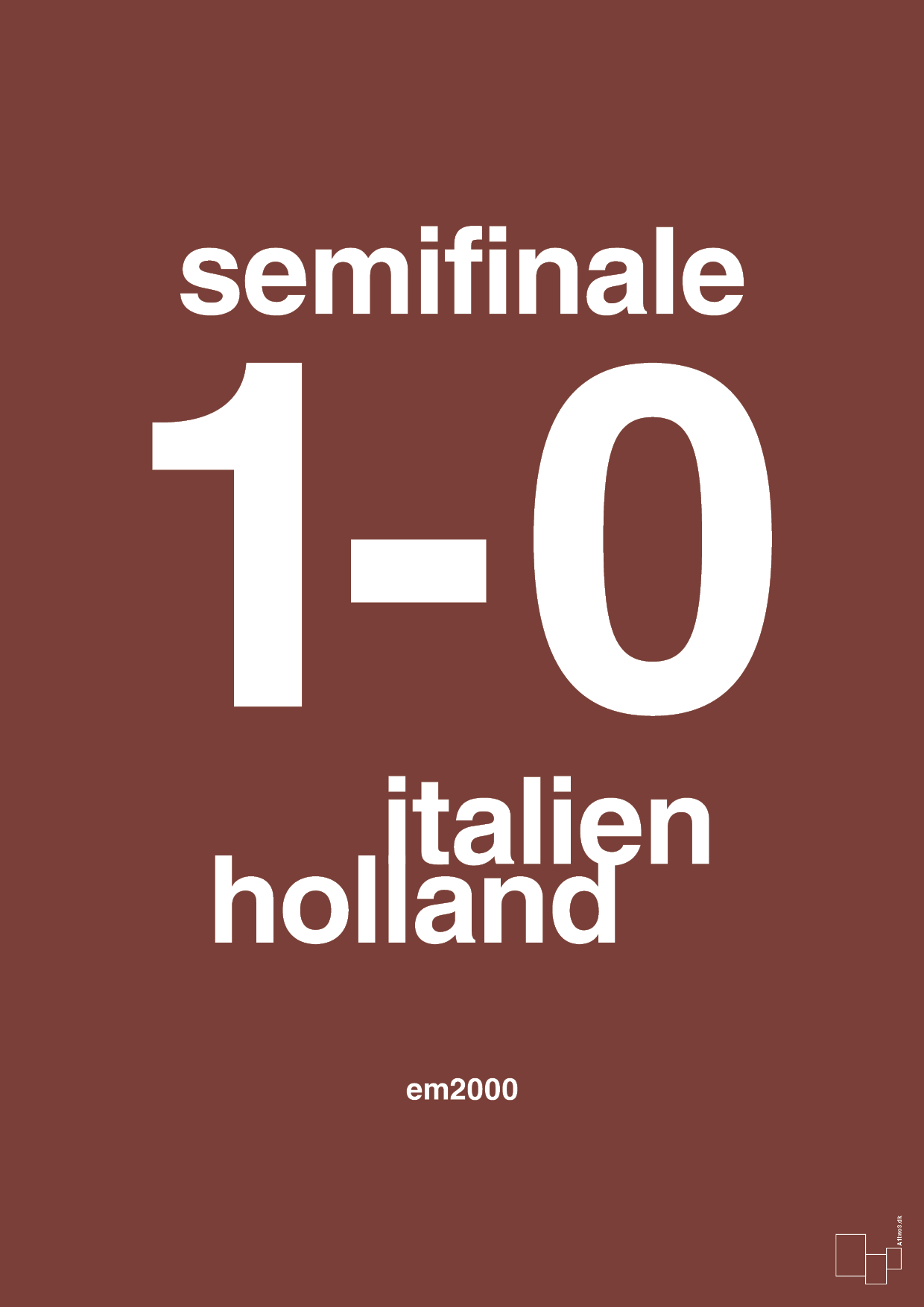 plakat: resultat for fodbold em semifinale A i 2000 - red pepper-Fodbold-A1two3