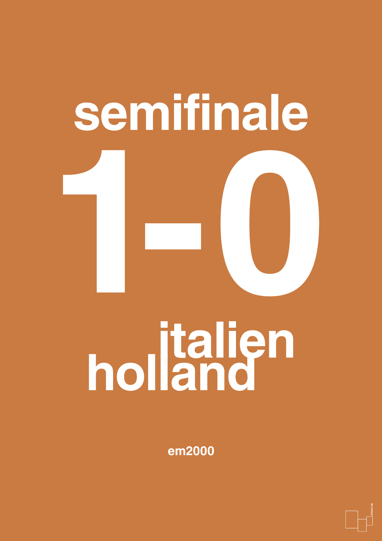 plakat: resultat for fodbold em semifinale A i 2000 - rumba orange-Fodbold-A1two3