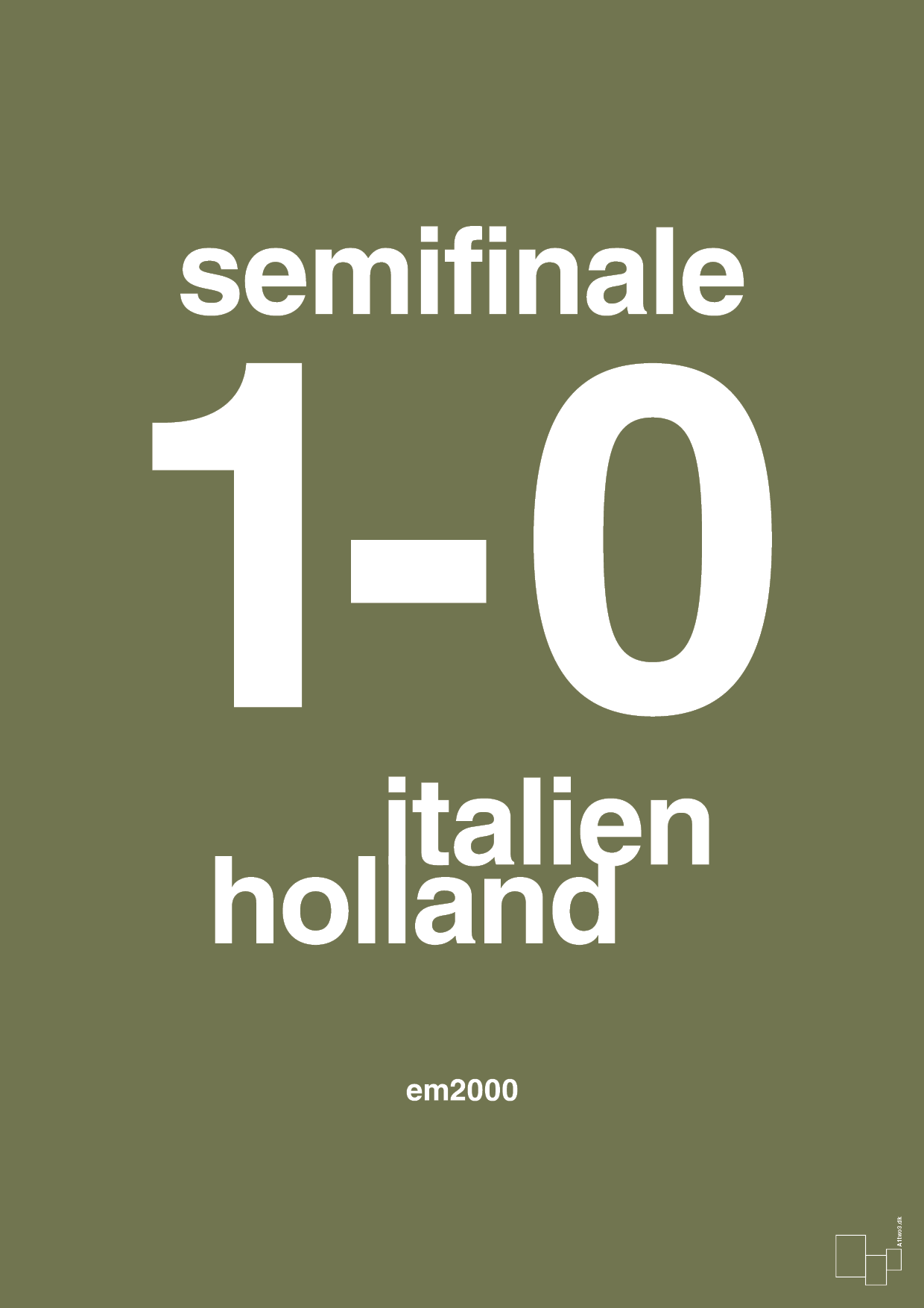 plakat: resultat for fodbold em semifinale A i 2000 - secret meadow-Fodbold-A1two3